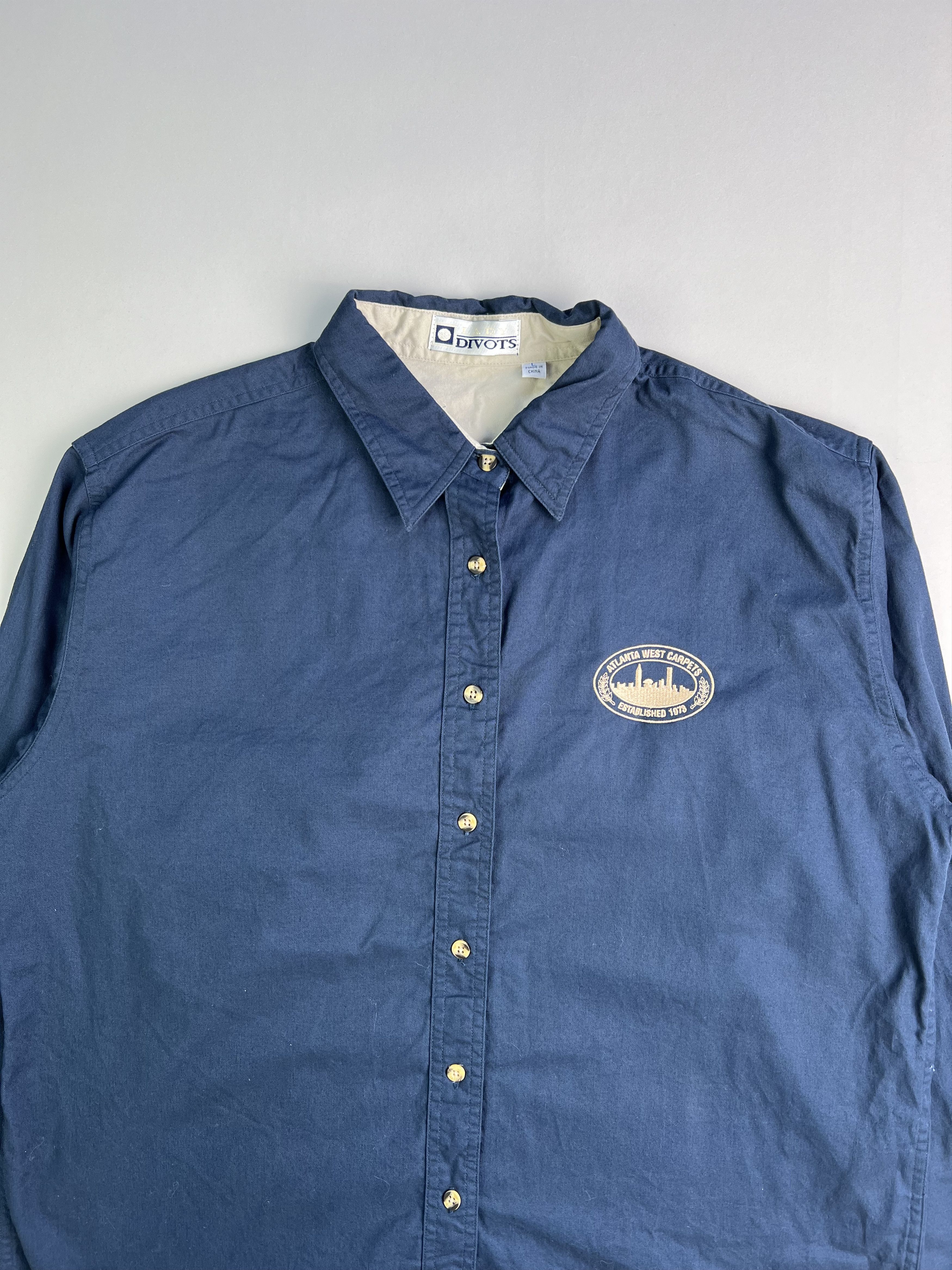 Vintage Vintage Atlanta West Carpets Work Shirt Navy Blue Large Size US L / EU 52-54 / 3 - 2 Thumbnail