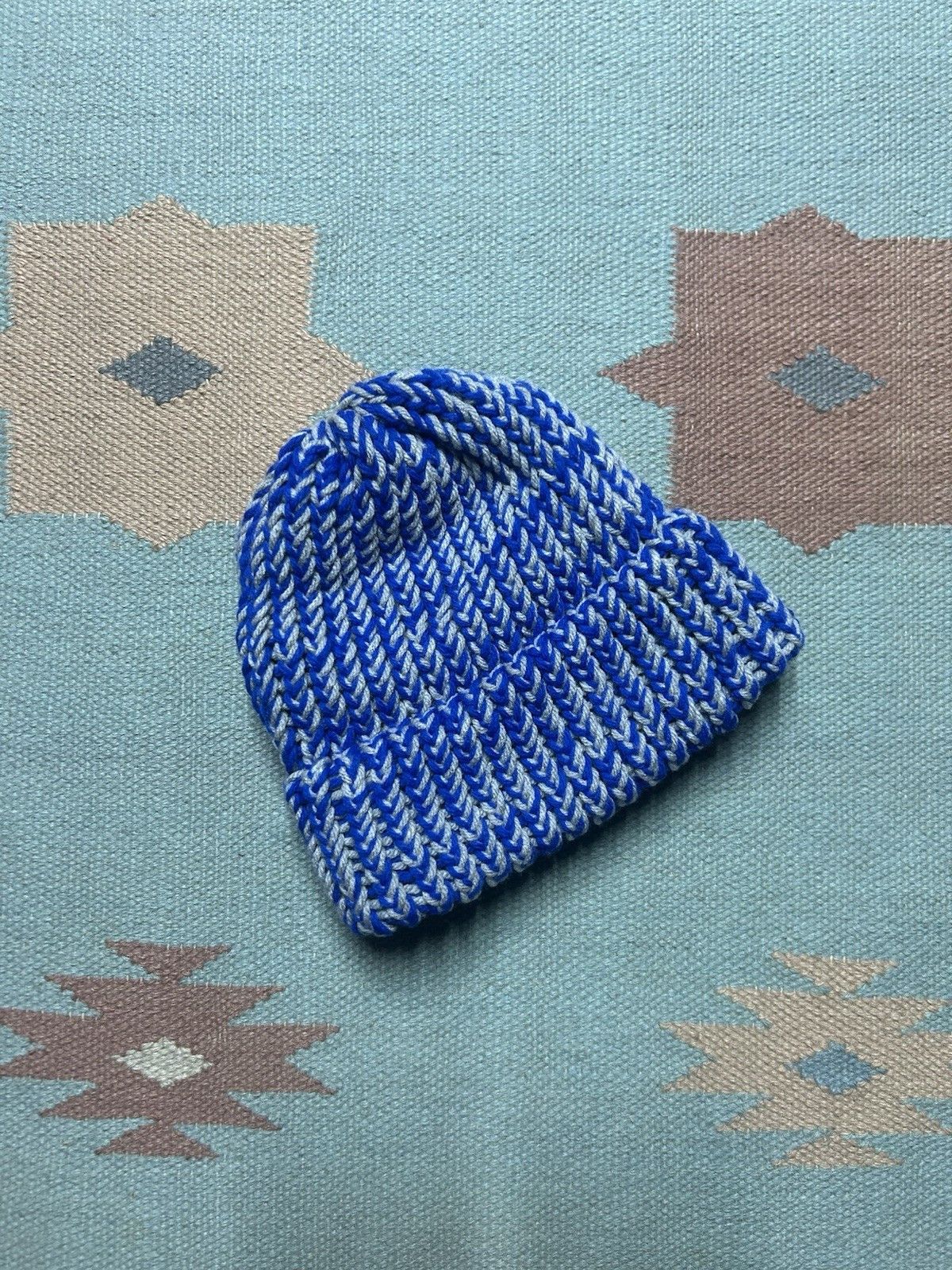 Vintage Hand knit crochet beanie winter hat Detroit lions one size Size ONE SIZE - 1 Thumbnail
