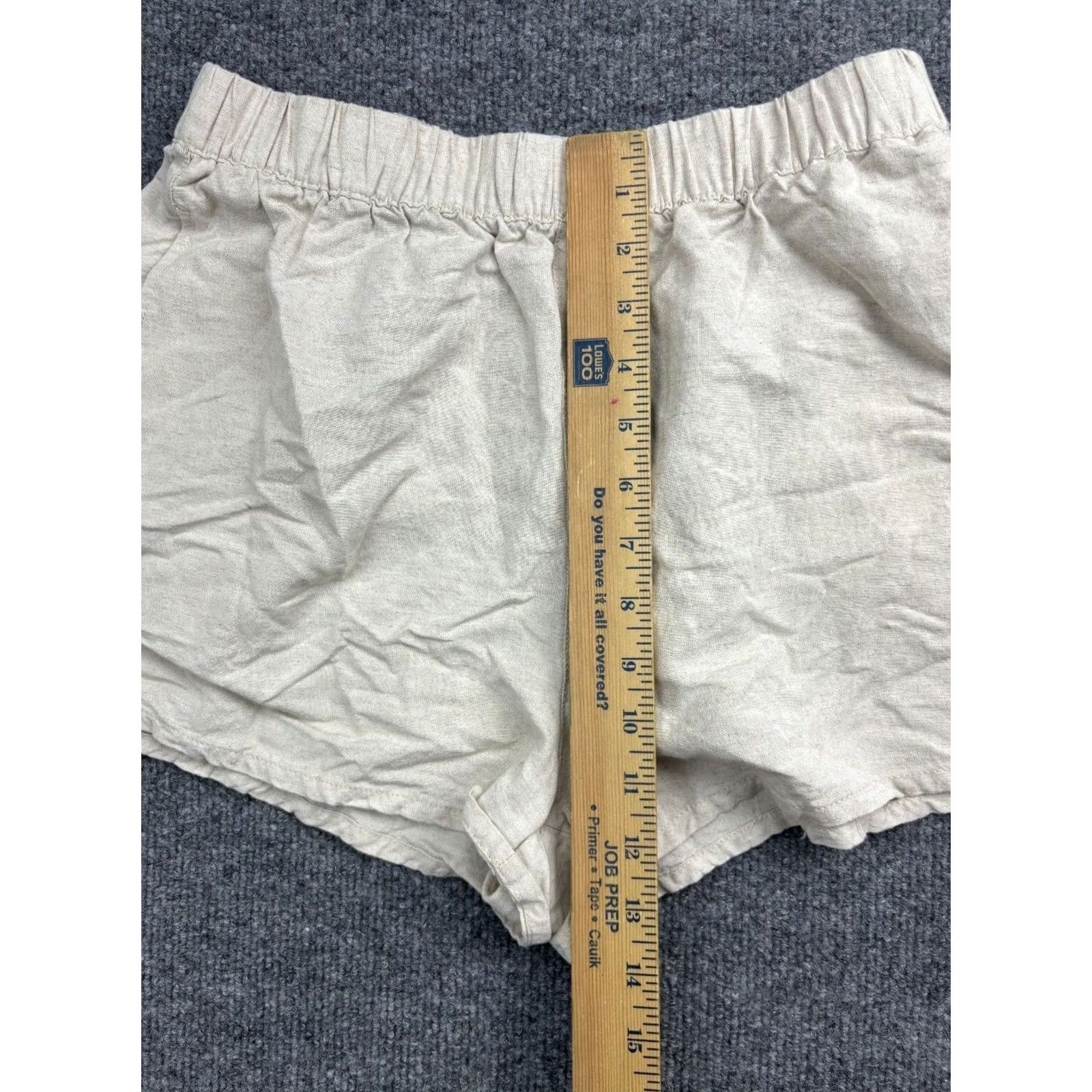 Rhythm Rhythm Classics Shorts Women's 6 Beige Linen Blend Pull On Hi Rise Elastic Waist Pockets Beach Fashion Size 28" / US 6 / IT 42 - 5 Thumbnail