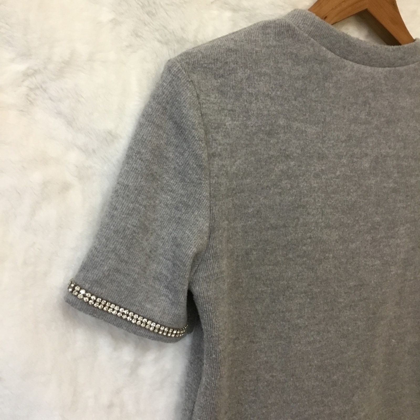Zara Zara Gray Knit Short Sleeve Top Size S / US 4 / IT 40 - 6 Thumbnail