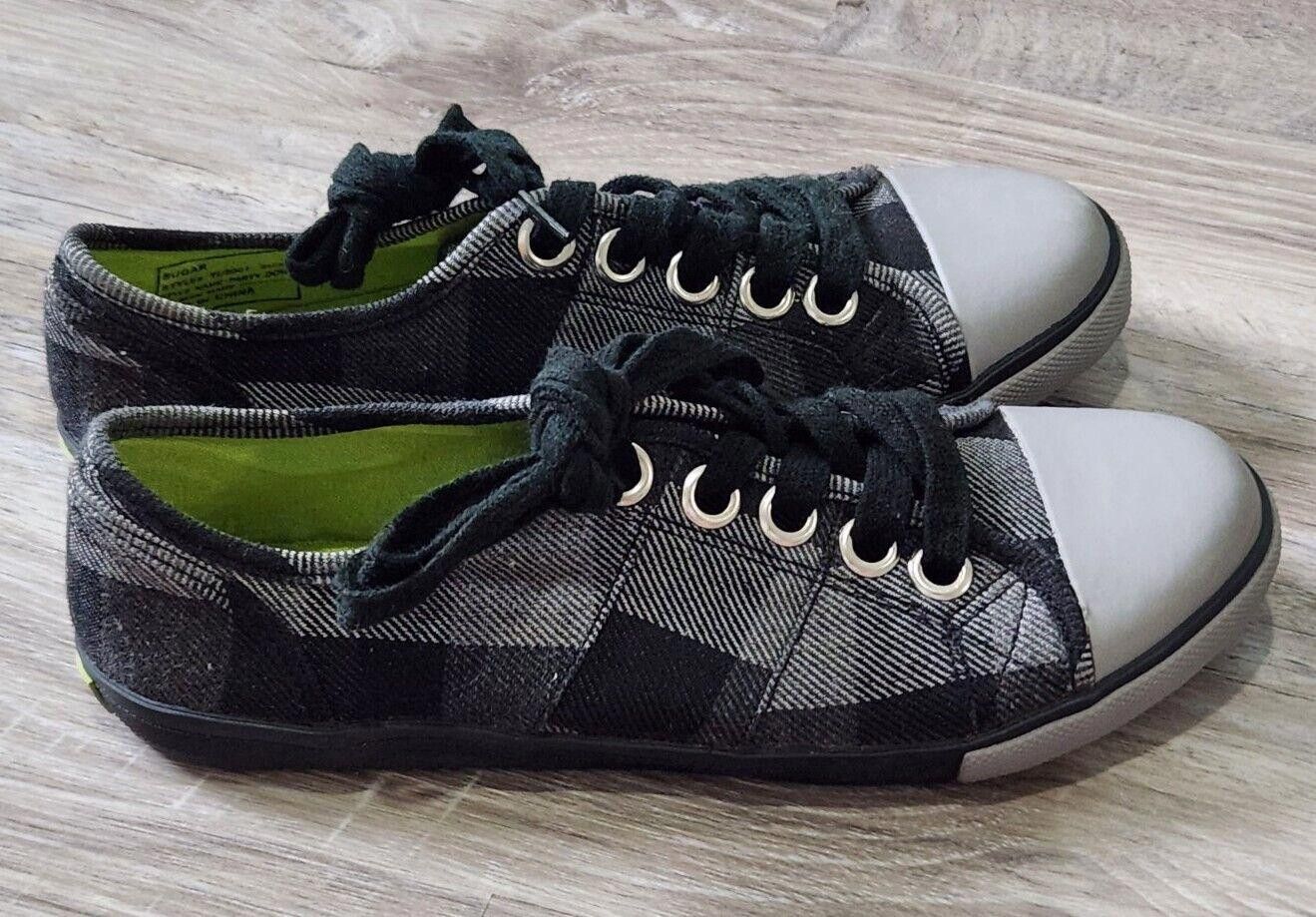 Designer Sugar Shoes Womens Size 6 Black Gray Plaid Lace Up Style Size US 6 / IT 36 - 4 Thumbnail
