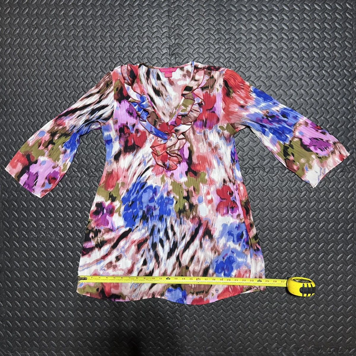 Other Sunny Leigh Ruffle Blouse Pleated Chiffon Watercolor Small Size S / US 4 / IT 40 - 6 Thumbnail