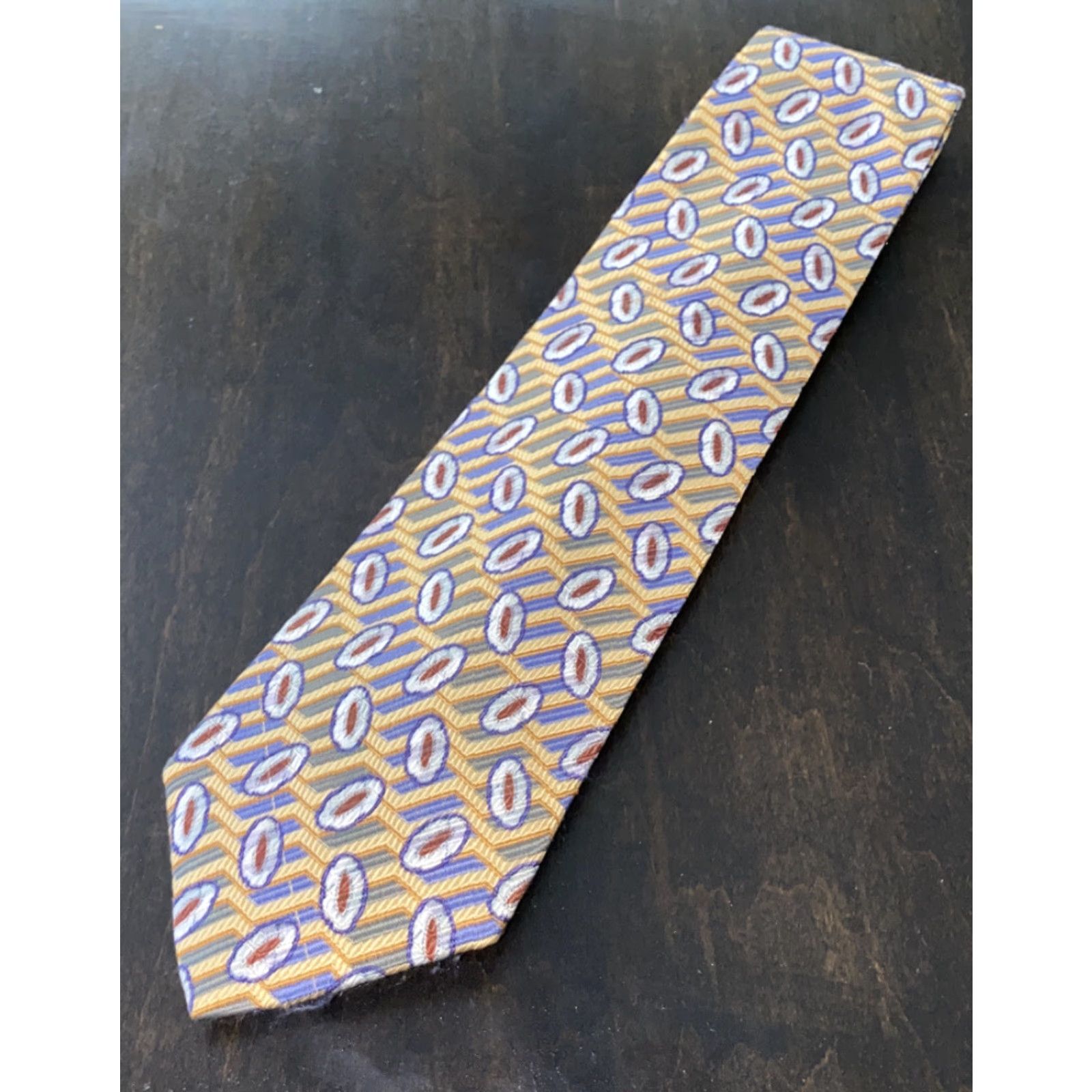 Robert Talbott Nordstrom Robert Talbott Silk Tie 57 Inches Yellow/Gray Multi-Color Tie Men Classic 57 in. Size ONE SIZE - 2 Thumbnail
