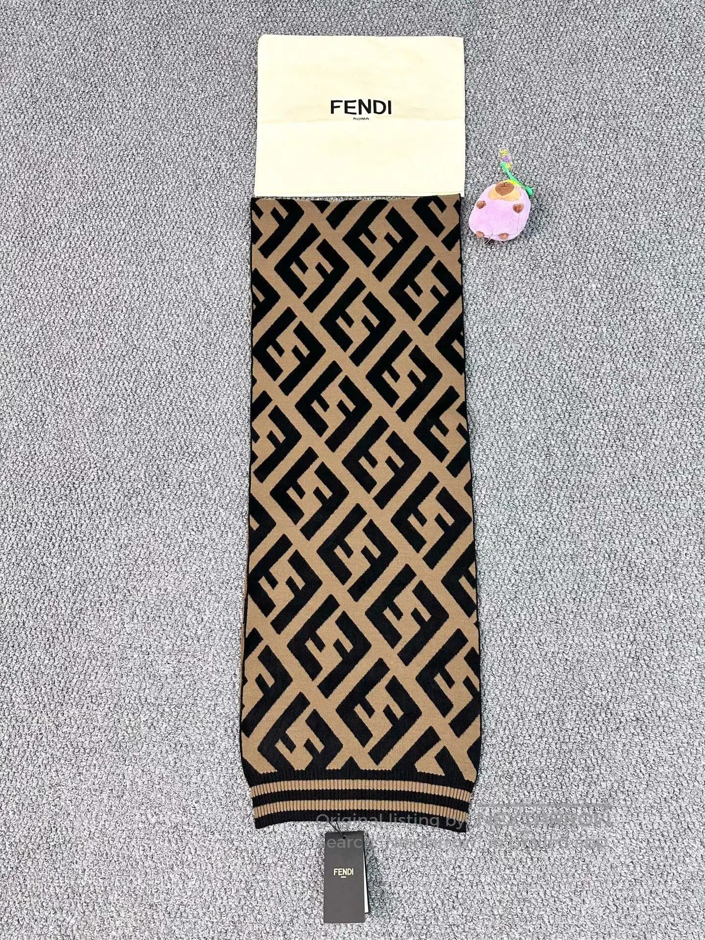 Fendi FENDI Classic Brown Monogram Logo Scarf| Size ONE SIZE - 2 Thumbnail