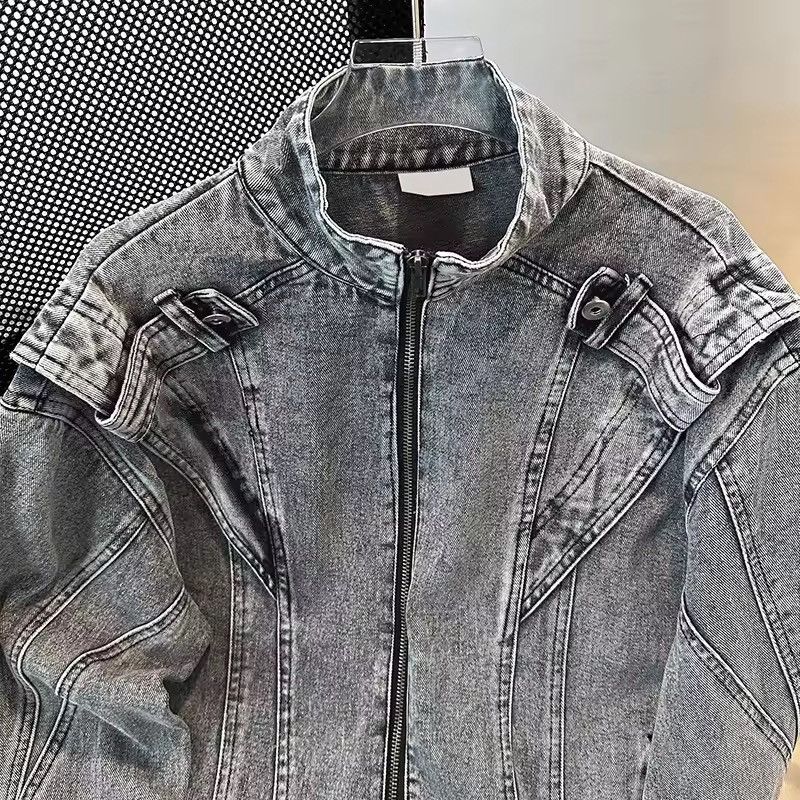 Japanese Brand Grey Washed Denim Jacket - Distressed Style - Y2K Biker Size US XXL / EU 58 / 5 - 5 Thumbnail
