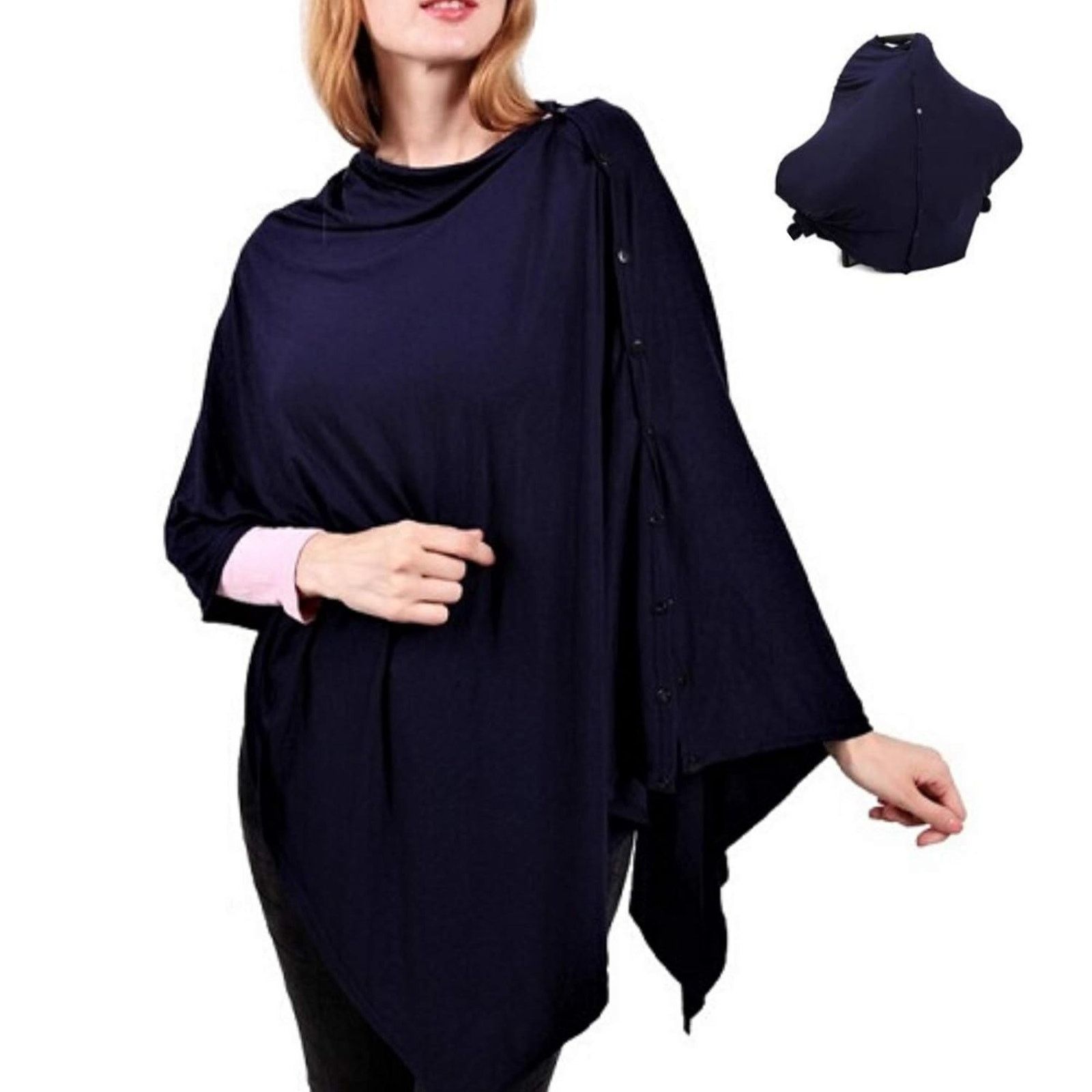 Other Nursing Cover for Breastfeeding Poncho Style Snaps Navy Size ONE SIZE - 1 Thumbnail