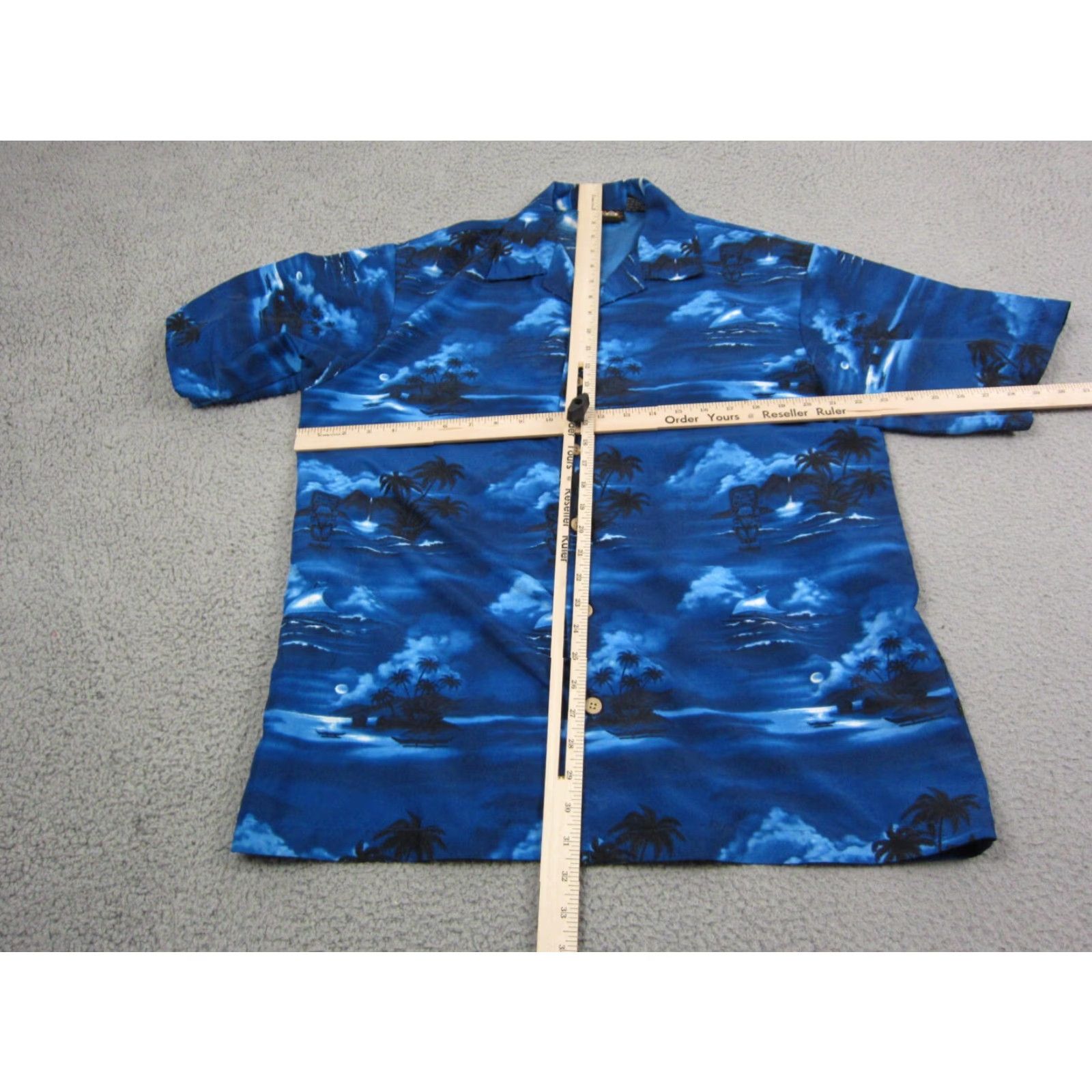 Vintage VINTAGE ODO Shirt Mens M Blue Hawaiian Floral 90s Button-Up Short Sleeve Collared Polyester Summer Size US M / EU 48-50 / 2 - 7 Thumbnail