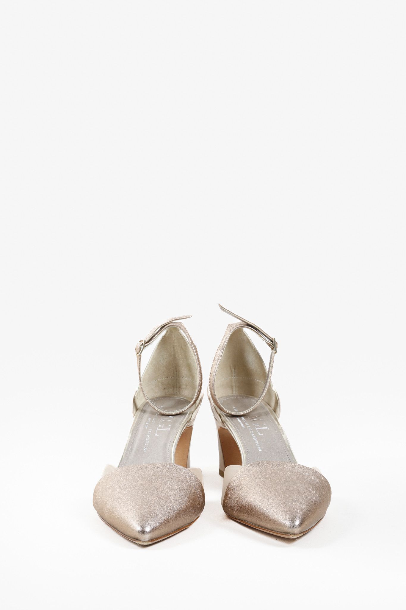 AGL AGL Beige Rose Gold Silver Ankle Strap Block Heels Size US 9.5 / IT 39.5 - 2 Thumbnail