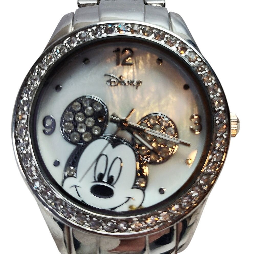 Disney Disney Mickey Mouse Rhinestone Bezel Watch Silver Tone Size ONE SIZE - 1 Thumbnail