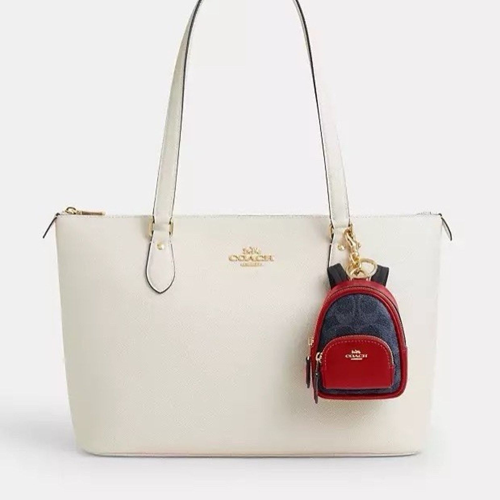 Coach NWT Coach Mini Court Backpack Bag Charm CX066 Denim/Bold Red Size ONE SIZE - 7 Thumbnail