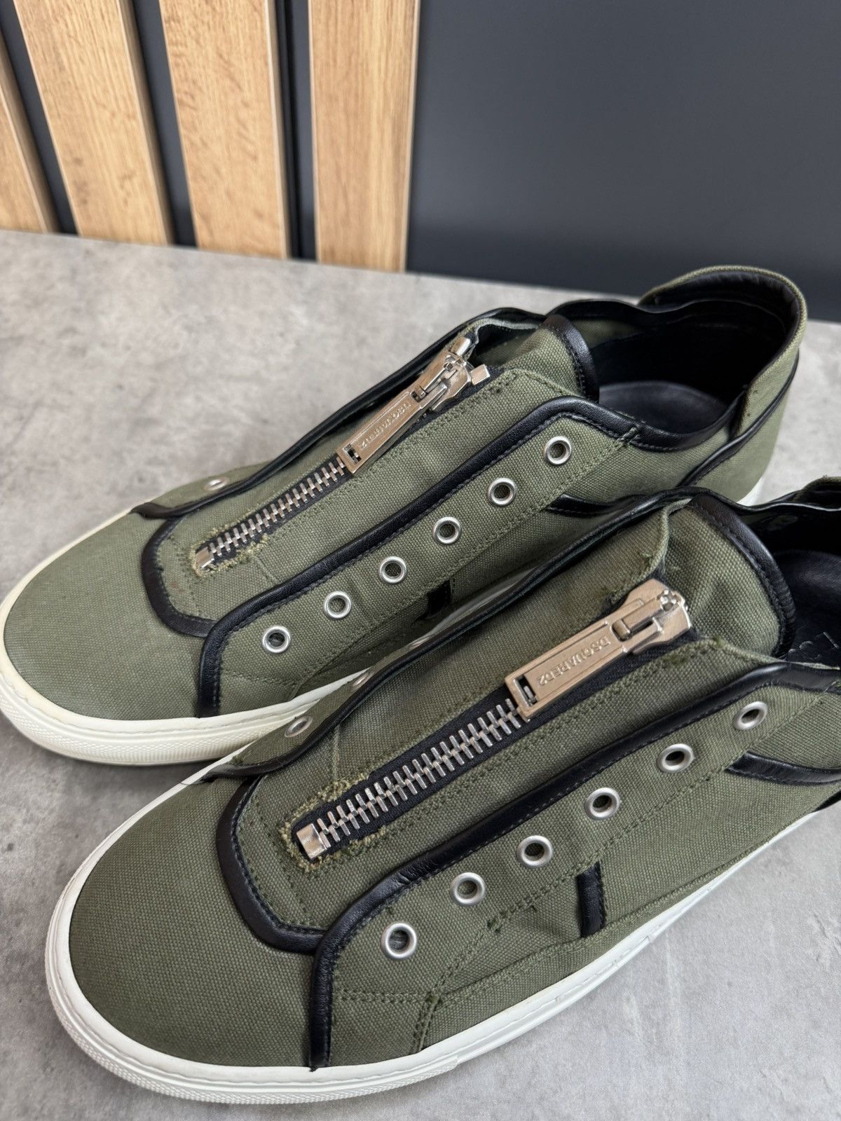 Dsquared2 Dsquared2 Zip Sneakers Green Canvas Low Top Size 44 Size US 10 / EU 43 - 8 Thumbnail