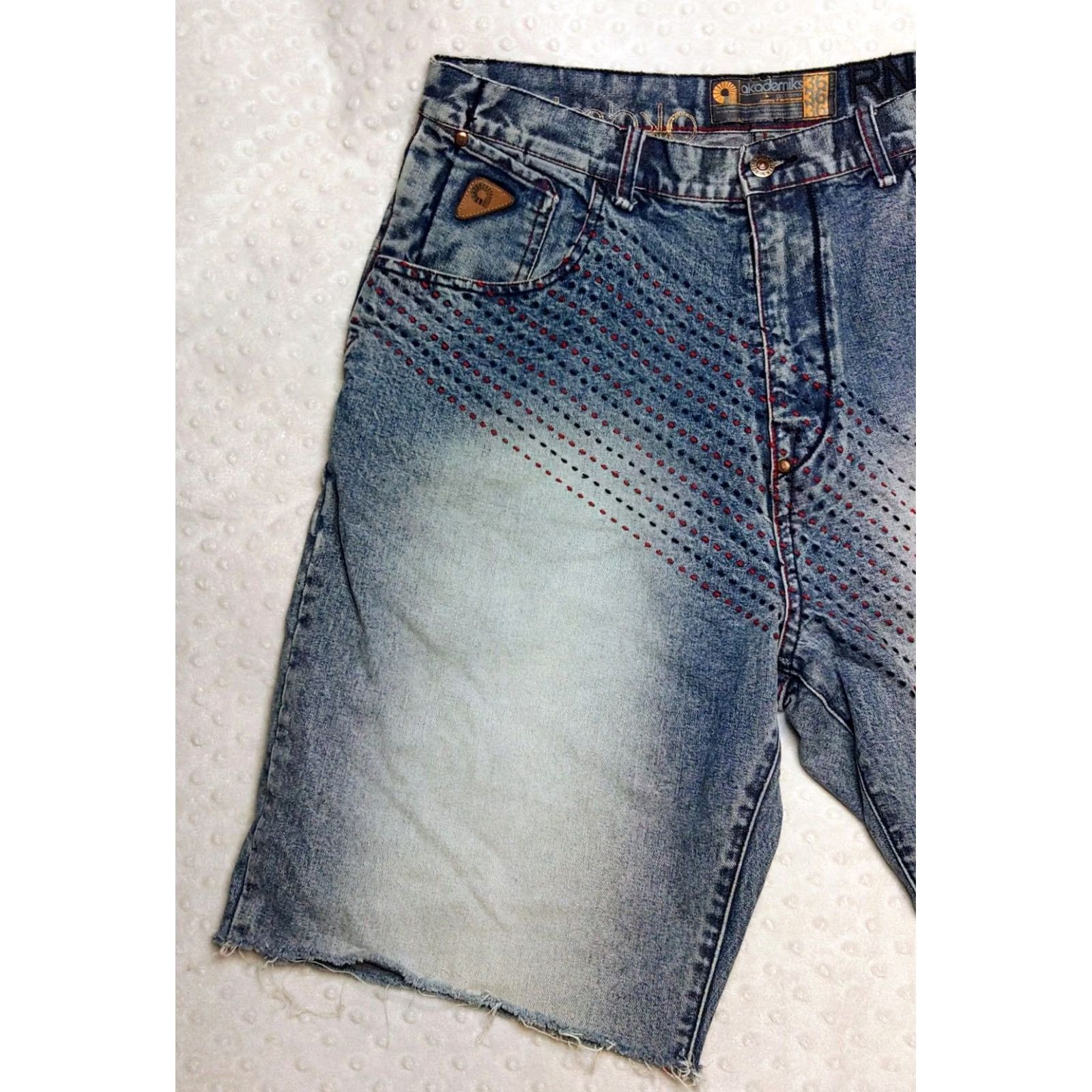 Akademiks VINTAGE Akademiks Baggy Jeans Bermuda Shorts 36 Blue Denim Hip Hop 90s Mens Casual Distressed Embroidered Logo Pocket 5-Pocket Rise High Size US 36 / EU 52 - 3 Thumbnail