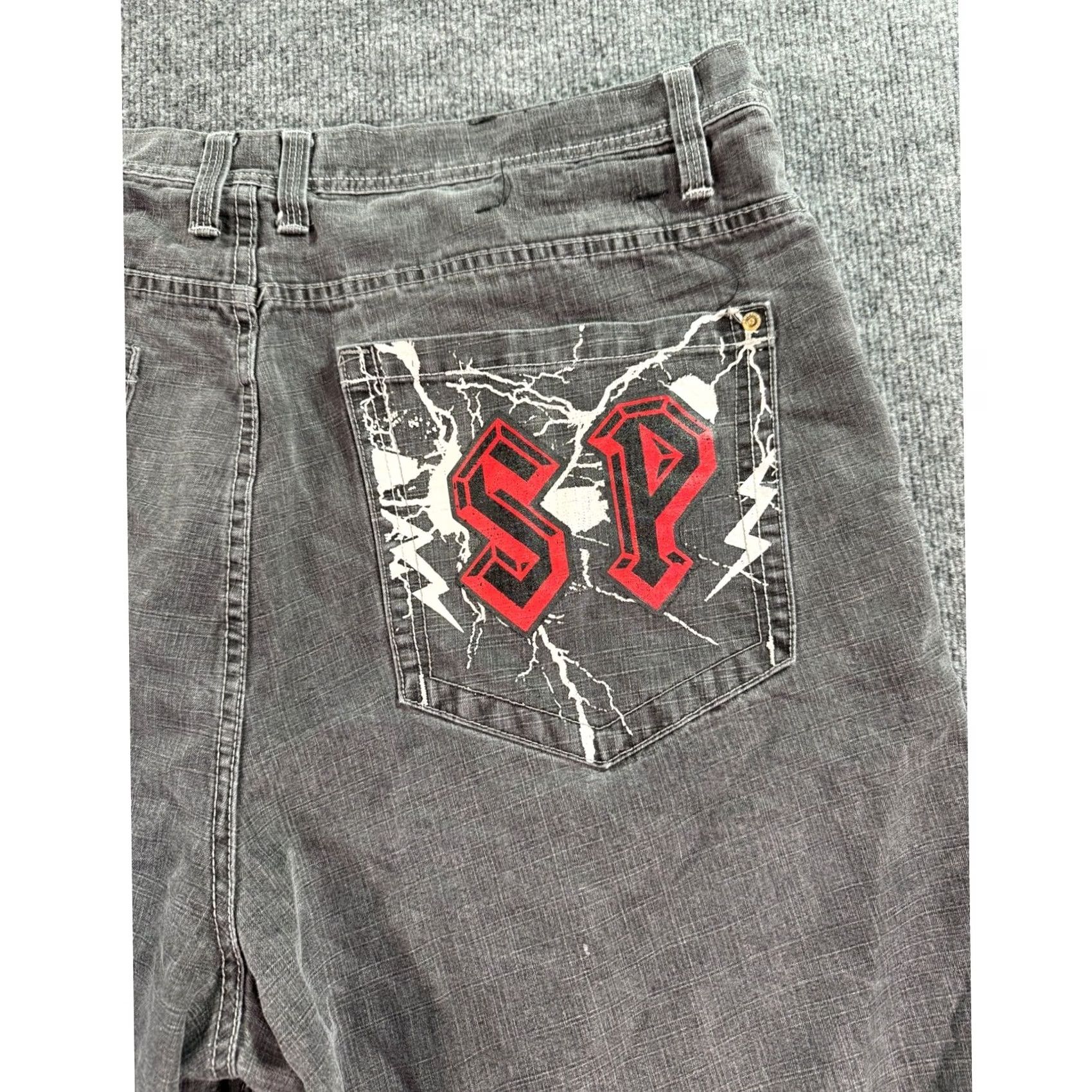 Southpole Southpole Metal Thunder Denim Shorts Mens Size 48 Gray Baggy Raw Hem Y2K Streetwear Size US 32 / EU 48 - 7 Thumbnail