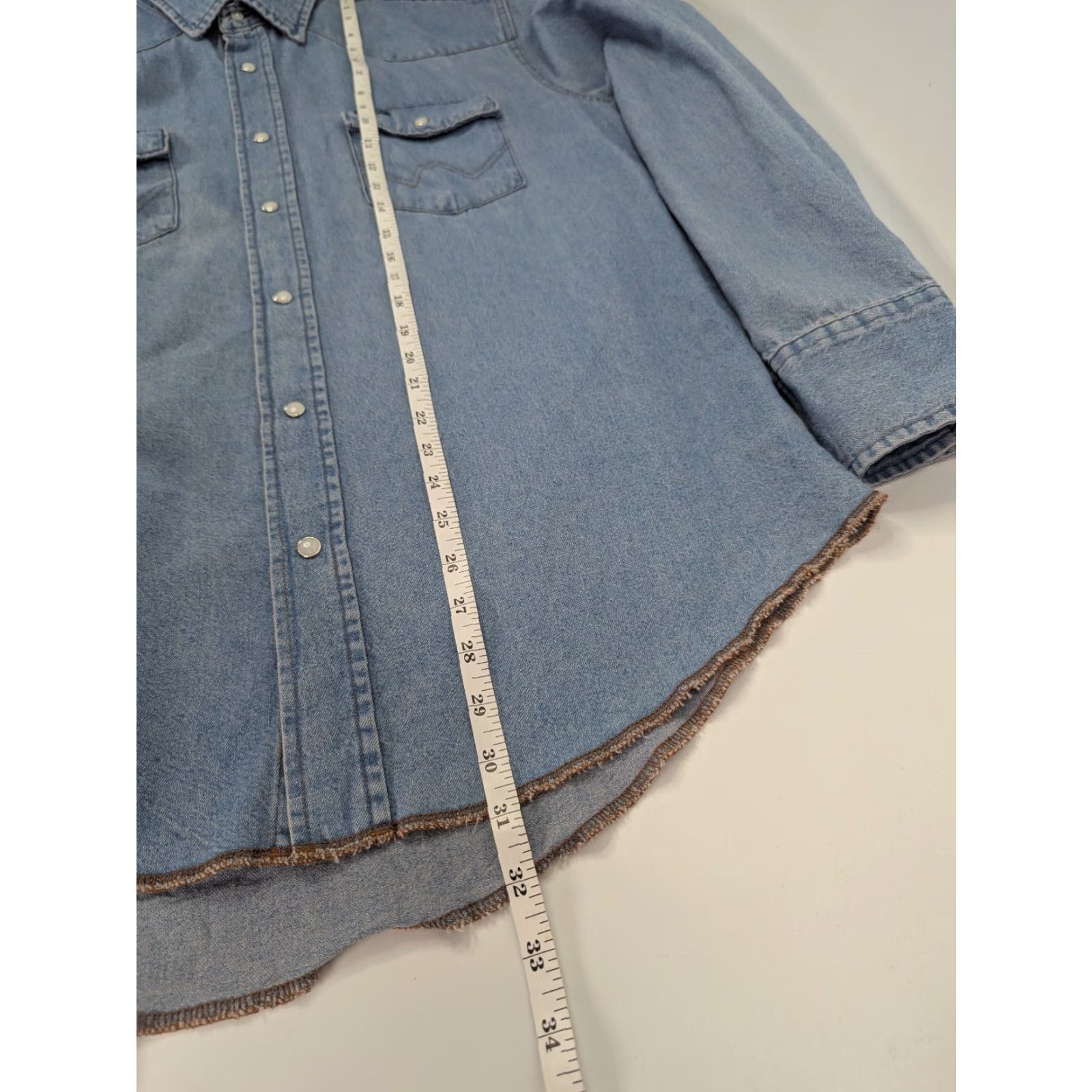 Wrangler Wrangler Cowboy Stone Wash Denim Pearl Snap Farm Work Shirt Size Large Size US L / EU 52-54 / 3 - 6 Thumbnail