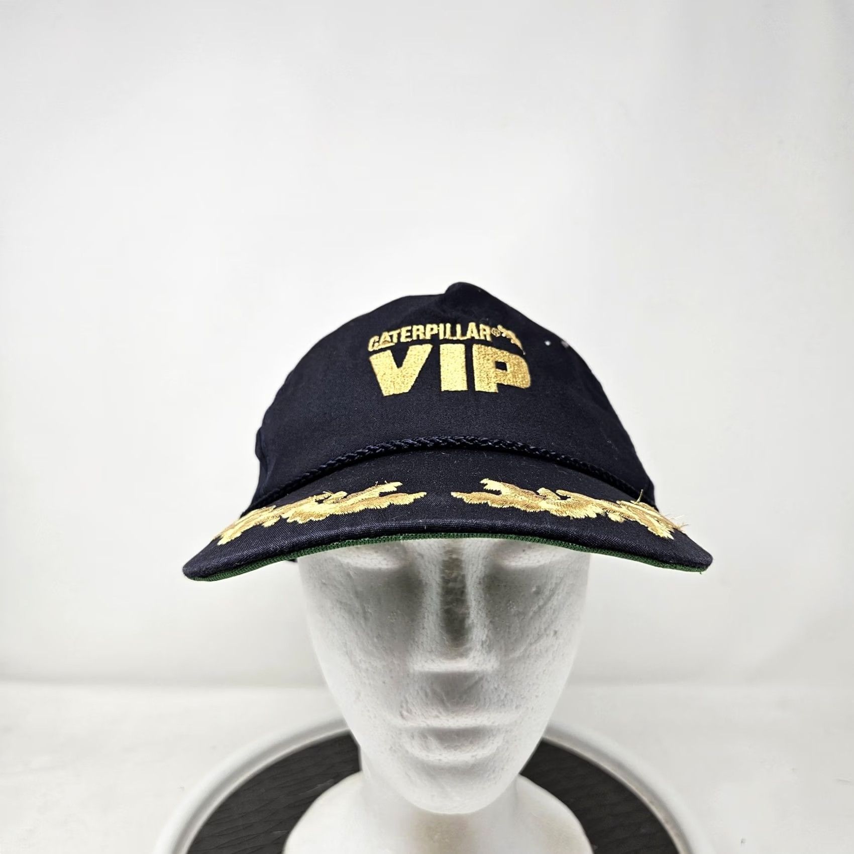 Vintage Caterpillar Hat Cap Navy Blue VIP Embroidered Gold Leaf Rope Mens Strap Back Size ONE SIZE - 2 Thumbnail