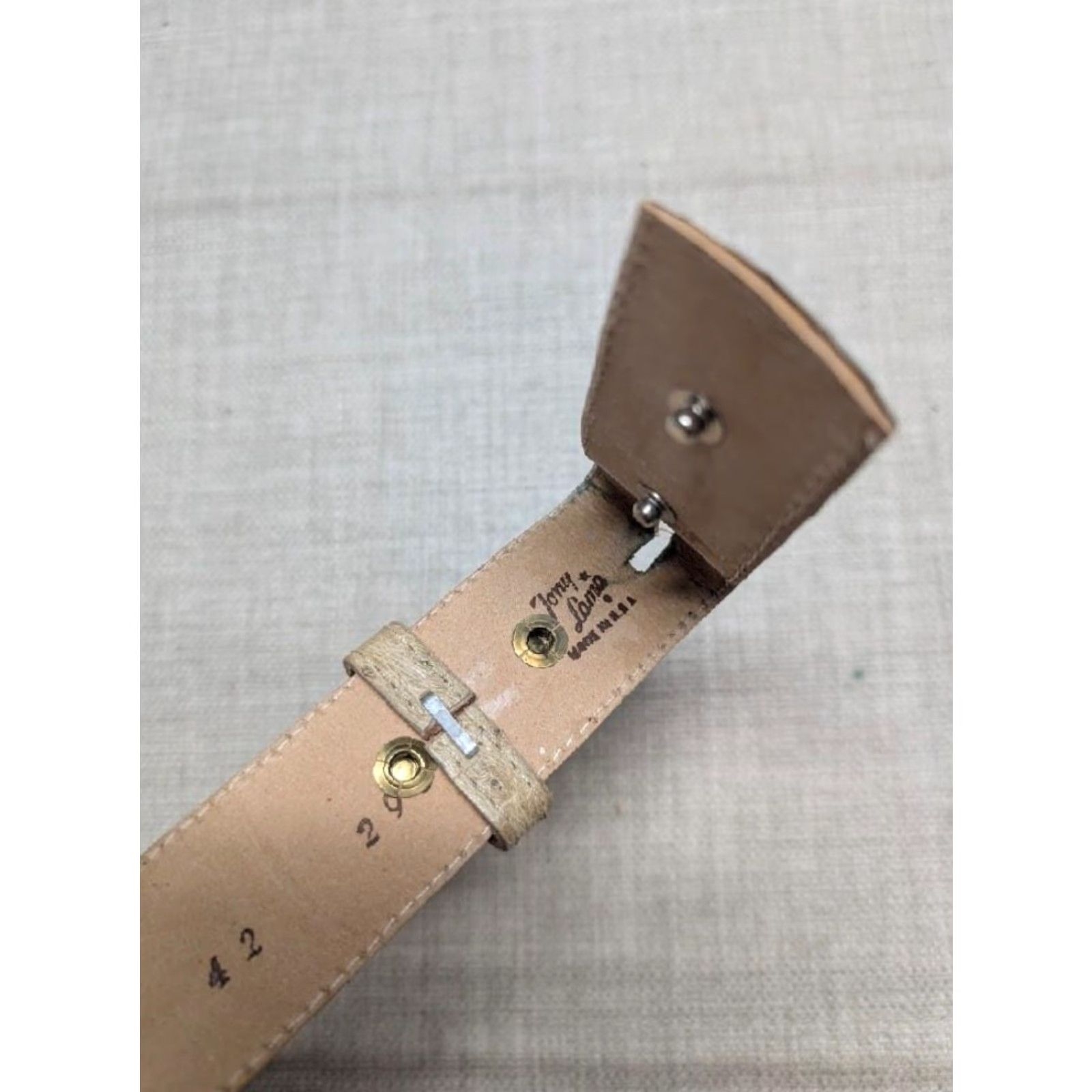Tony Lama VINTAGE Tony Lama belt Western Belt Cowboy Ostrich Leather USA Made 36 Mens Brown Tan Genuine Ostrich Skin Buckle Size 36 Western Style Size 36 - 5 Thumbnail