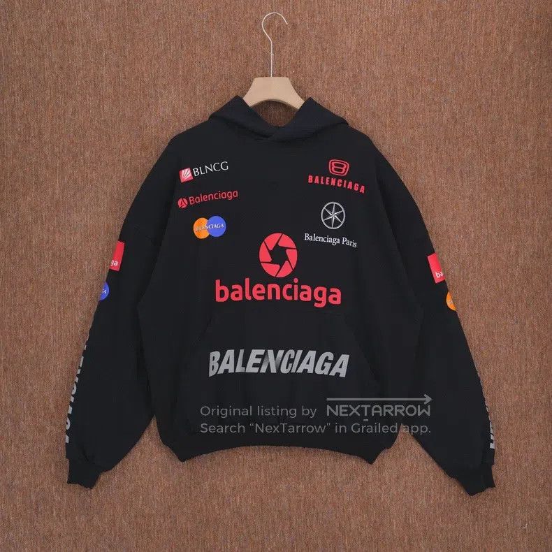 Balenciaga Letter Logo Pattern Printed Hooded Sweatshirt