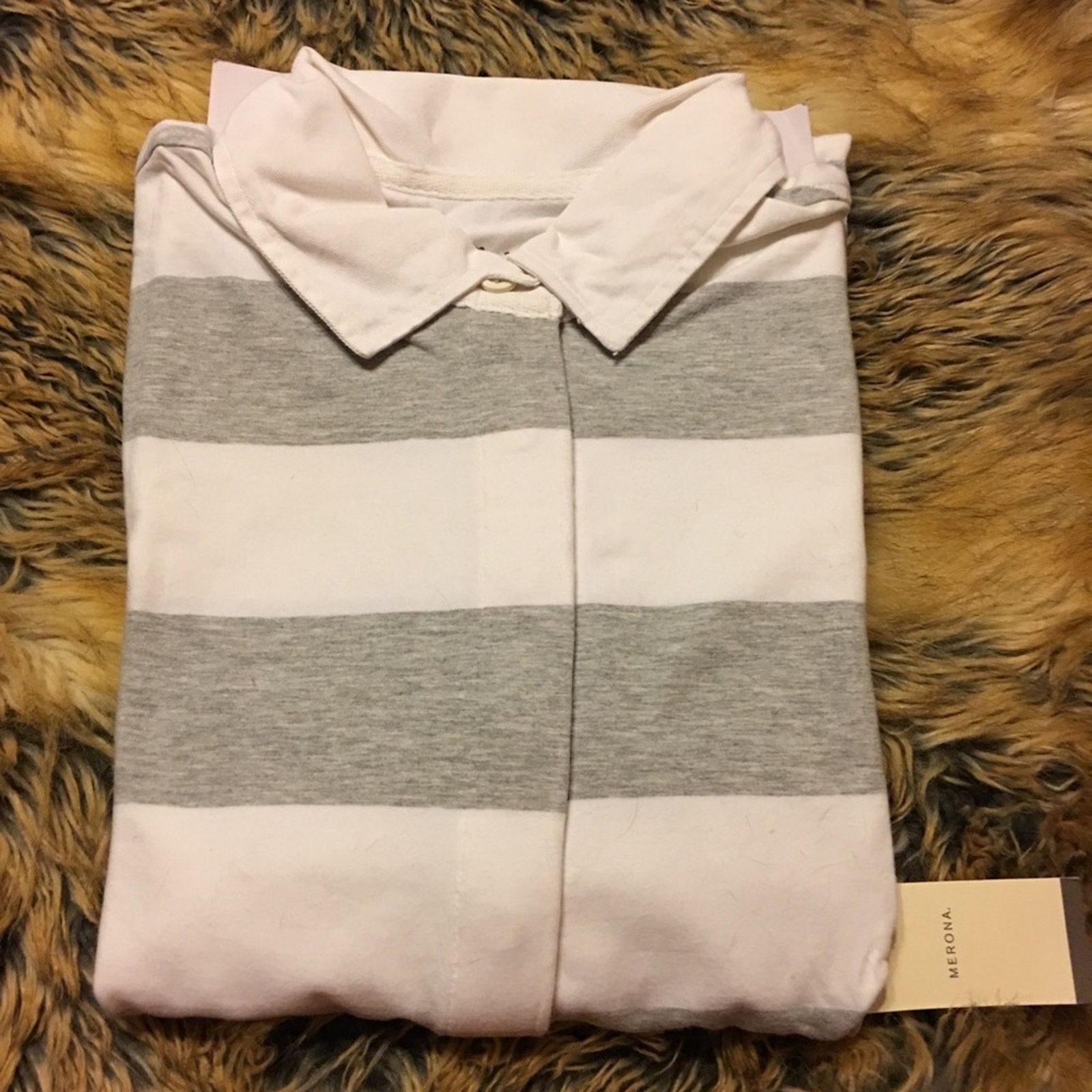 Merona Merona Long Tunic Top/Dress White/Grey NWOT L Size L / US 10 / IT 46 - 6 Thumbnail