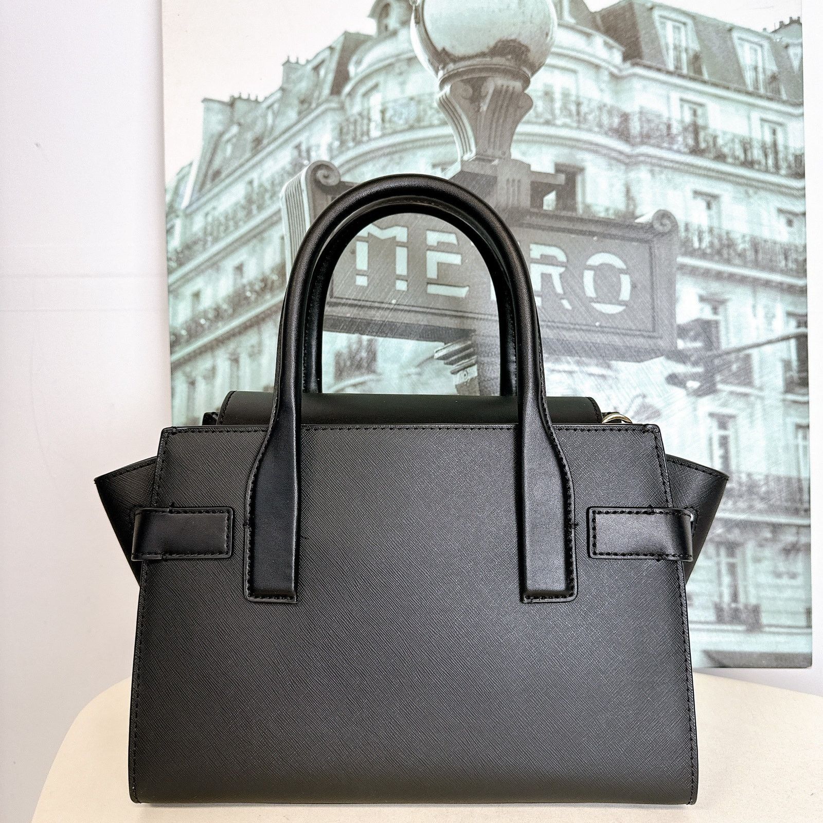 Michael Kors MICHAEL KORS 35S2GNMS8L Carmen MD Leather Belted Satchel Blk Size ONE SIZE - 4 Thumbnail