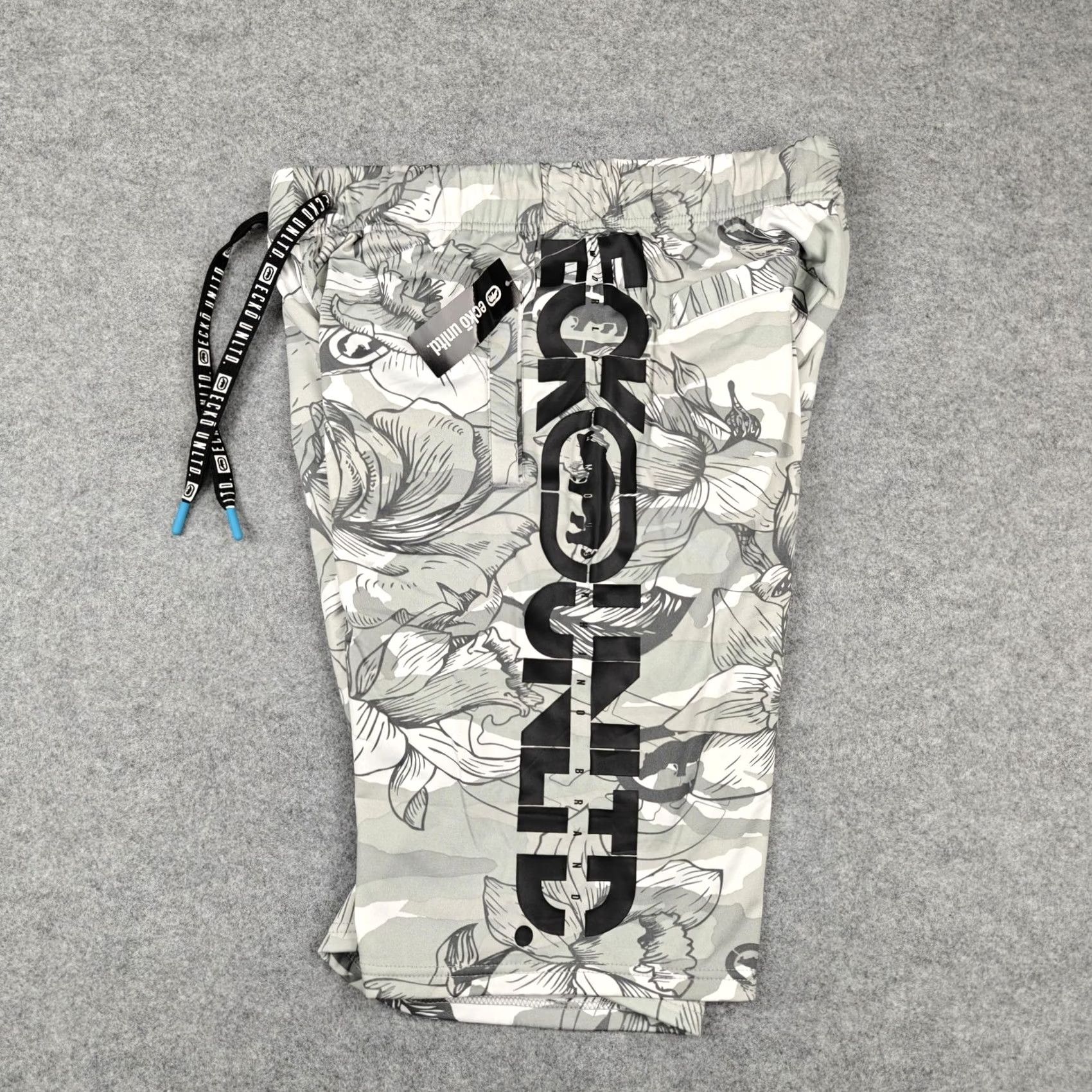 Ecko Unltd. Ecko Unltd Shorts Mens Medium White Floral Drawstring Logo Bermuda Summer Size US 31 - 3 Thumbnail