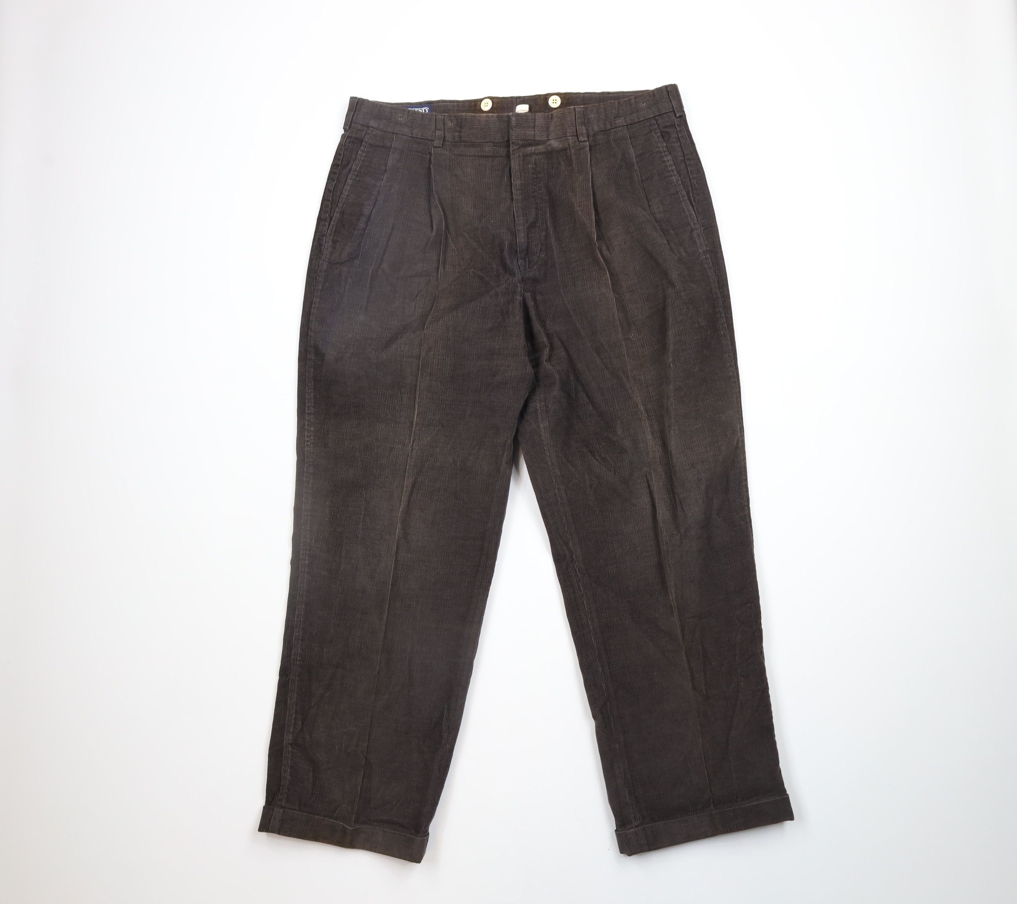 Lands' End × Vintage Vintage 90s Lands End Cuffed Wide Leg Corduroy Pants USA Size US 38 / EU 54 - 1 Thumbnail