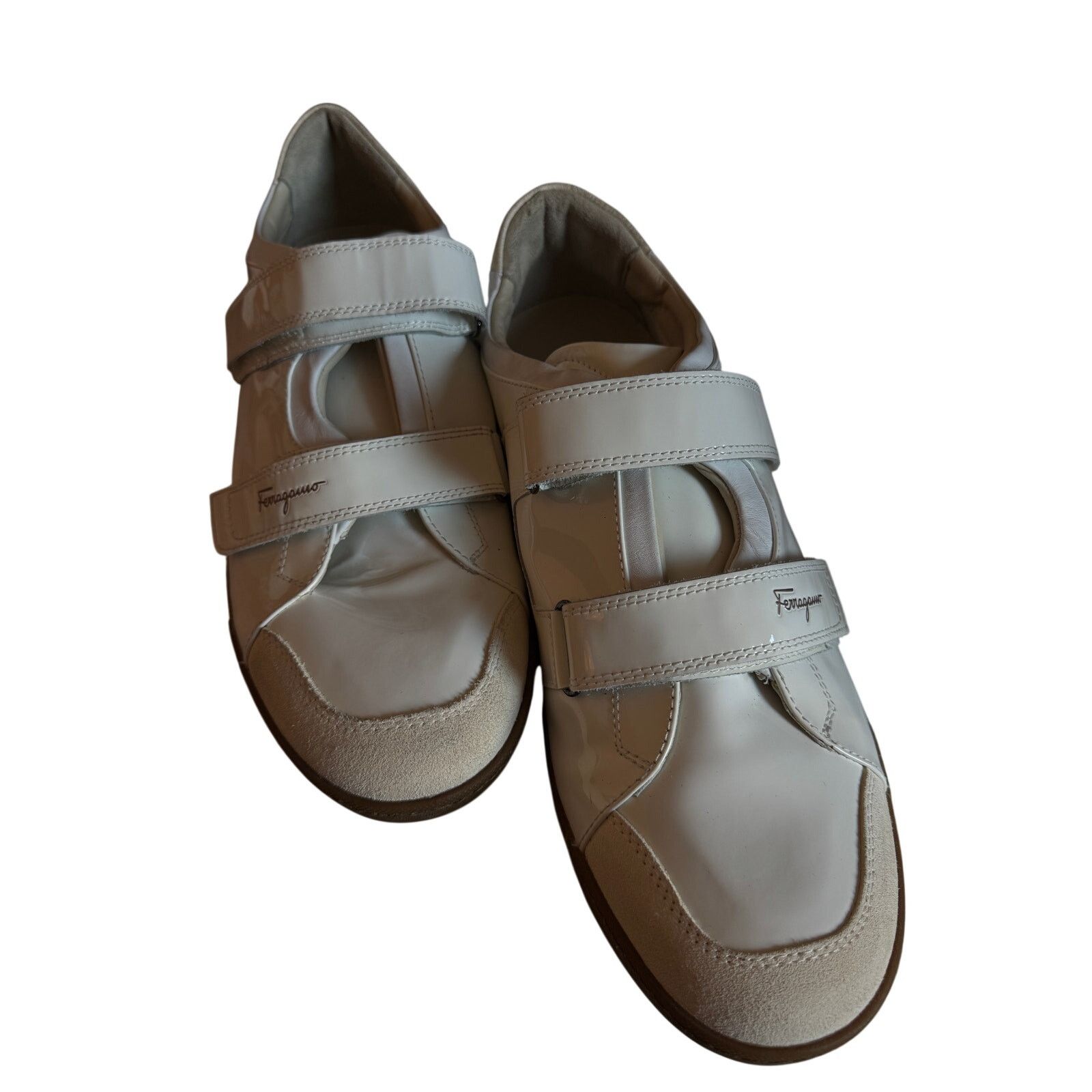 Salvatore Ferragamo Salvatore Ferragamo NWB White Patent Calf Suede Sneakers Size US 12 / EU 45 - 1 Thumbnail