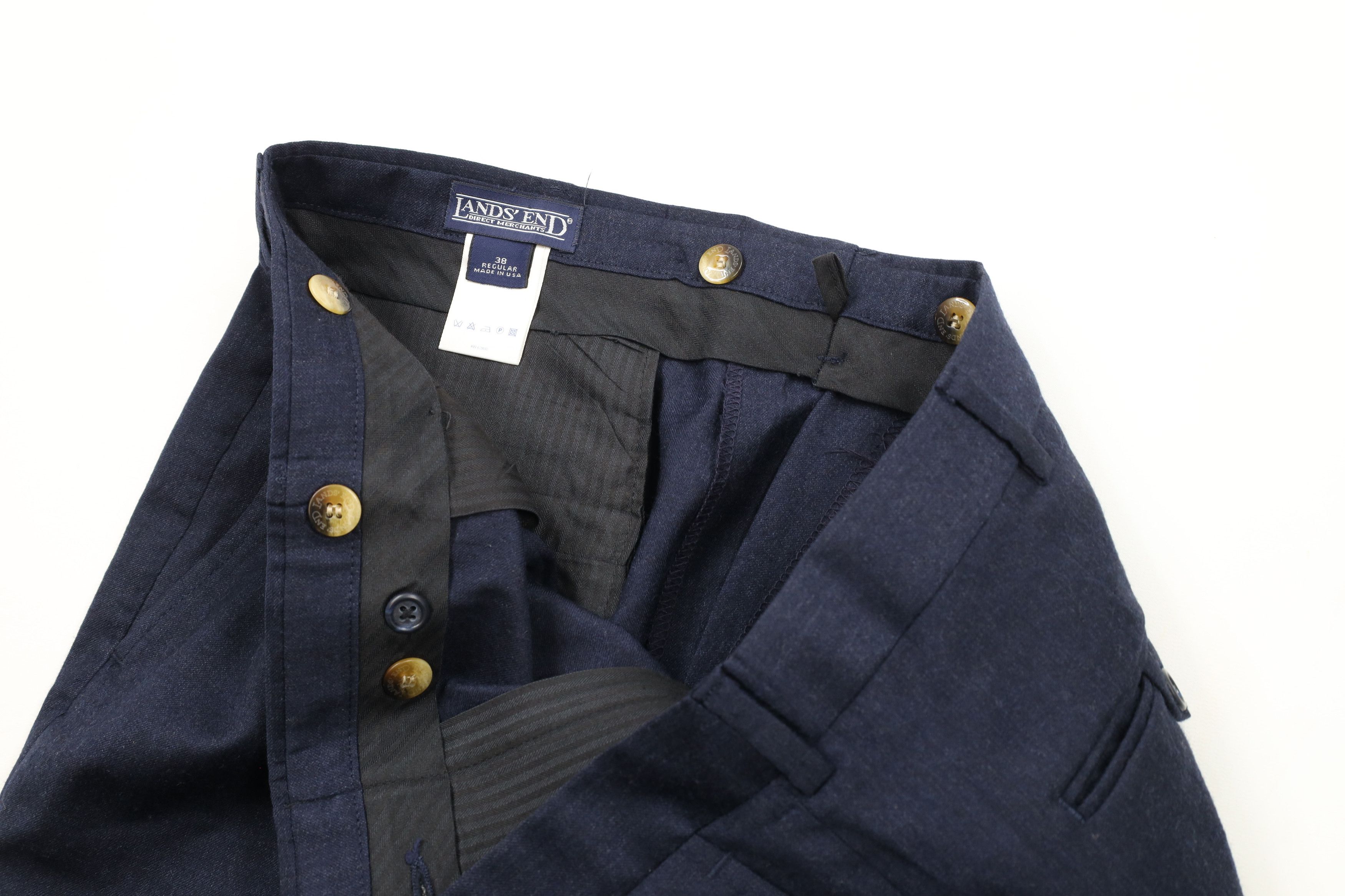 Lands' End × Vintage Vintage 90s Lands End Wide Leg Wool Pants Trousers Navy USA Size US 38 / EU 54 - 6 Thumbnail
