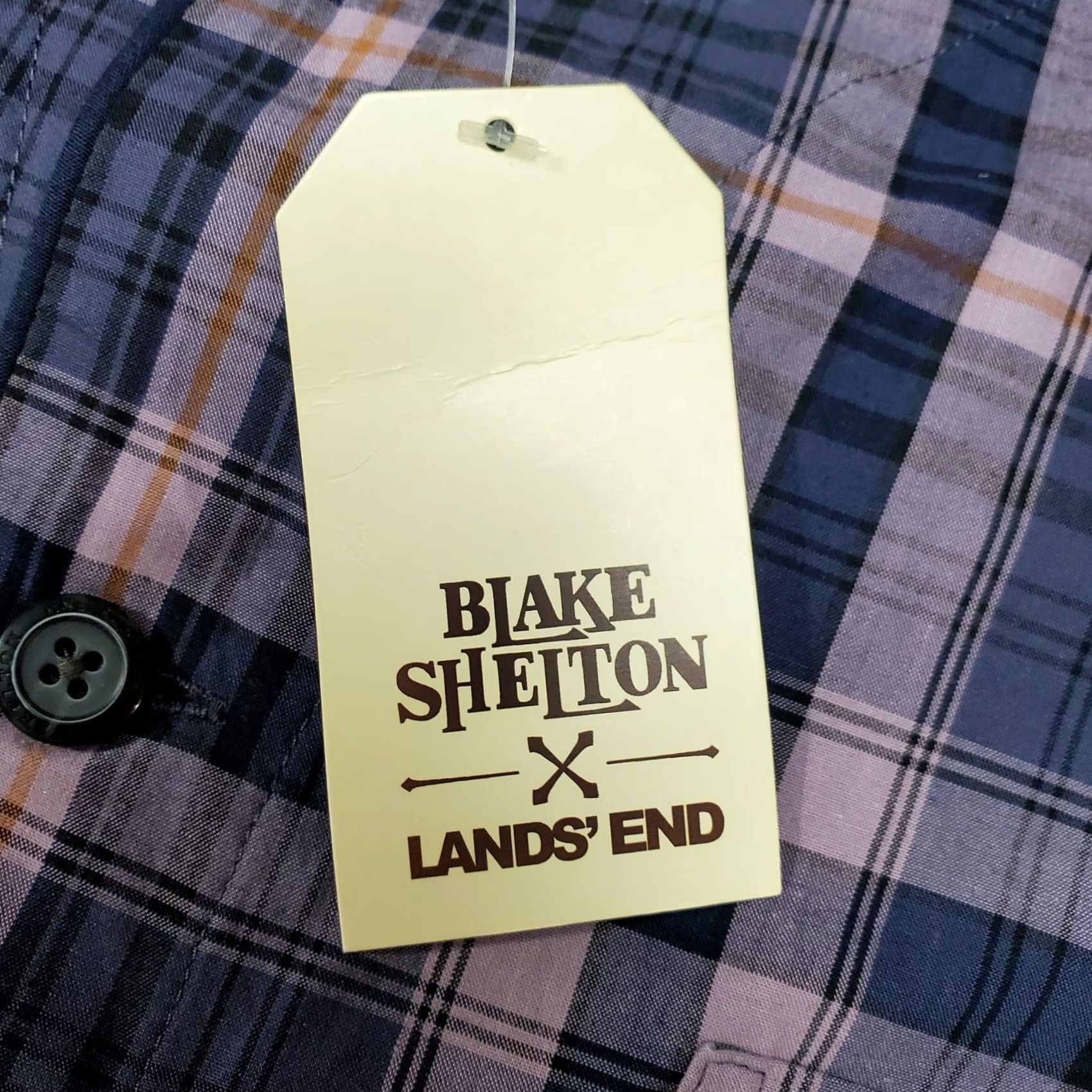 Lands' End Lands' End Pajama Shirt Mens Large Purple Plaid w Tags Blake Shelton Shirt Pajama Top Button Long Sleeve Collared Cotton Regular Size US L / EU 52-54 / 3 - 5 Thumbnail
