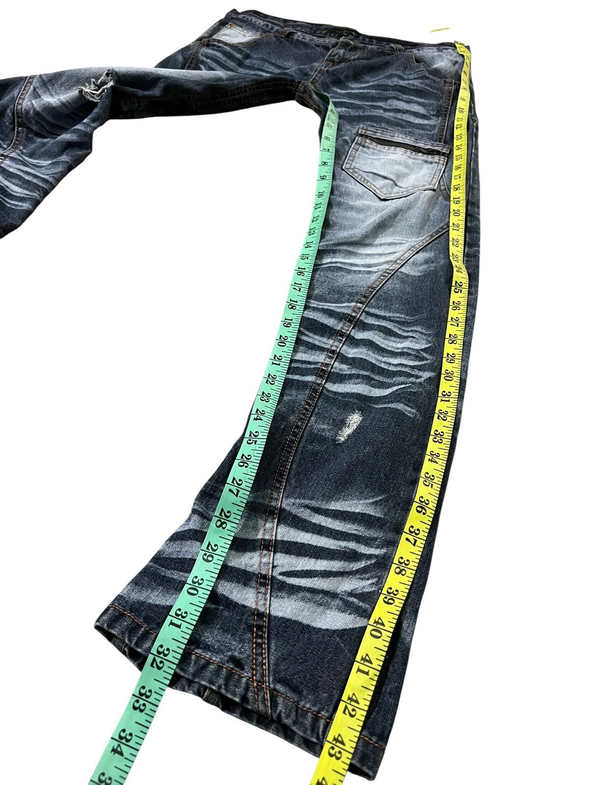 Kapital 💥Flare💥Vintage Lowbox Clawmark Distress Jean Rare Size US 33 - 6 Thumbnail