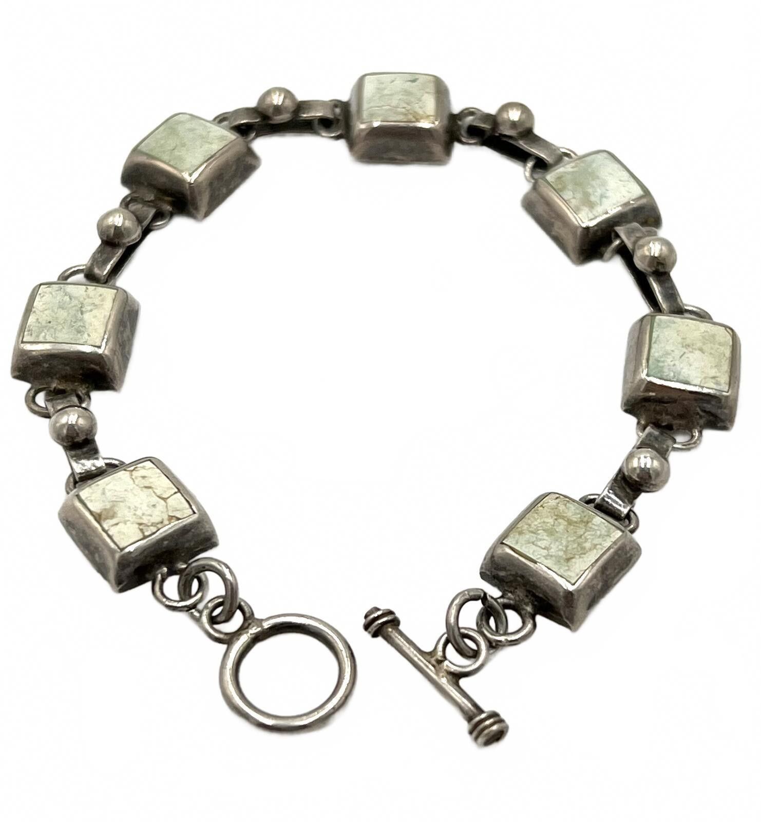 Other Mexico Sterling Silver Magnasite Panel Links Bracelet Size ONE SIZE - 1 Thumbnail