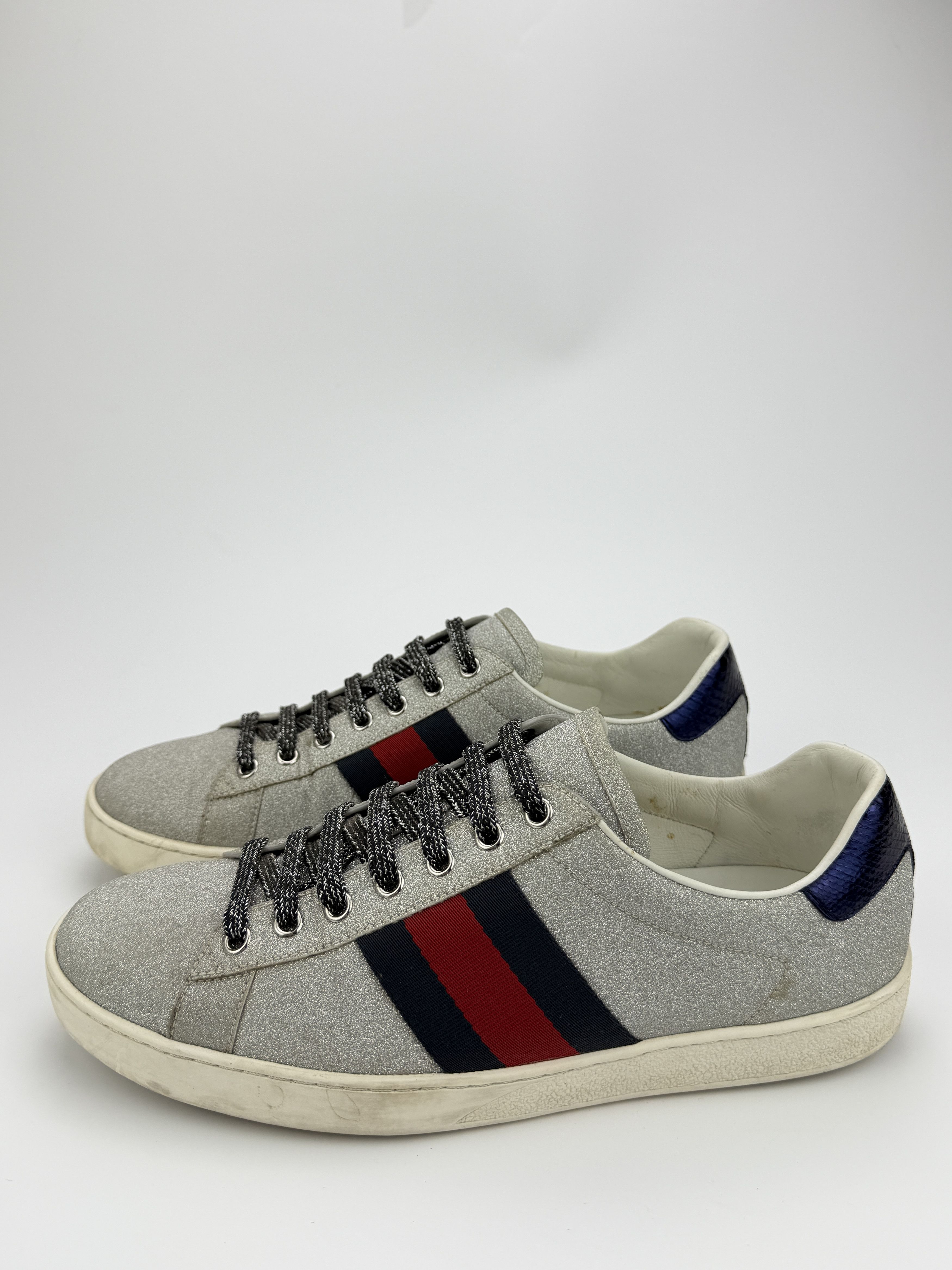 Gucci Vintage Gucci Web Glitter Low Top Leather Sneakers Size US 9 / EU 42 - 2 Thumbnail