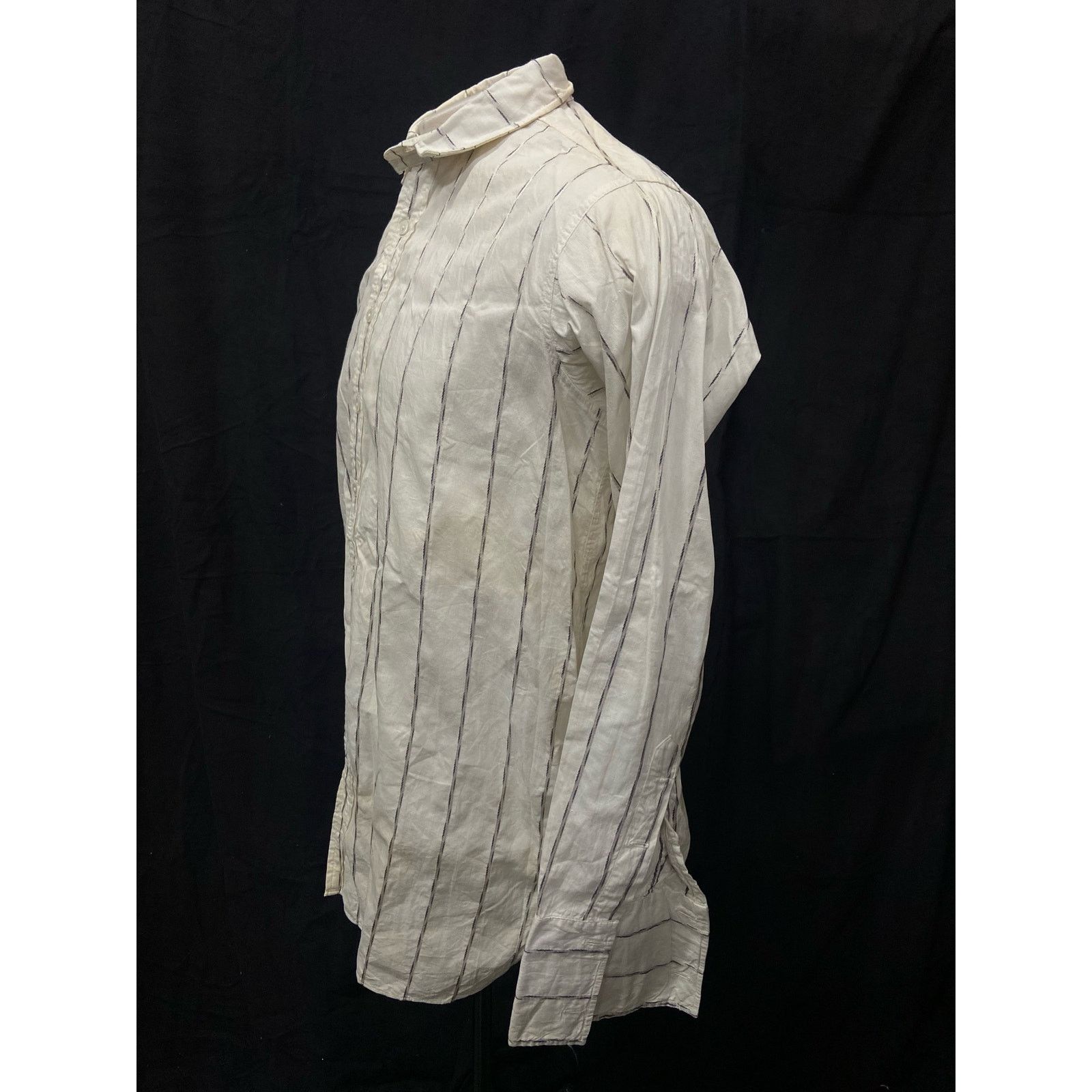 Vintage 20s 30s Vintage White Black Striped Cotton Dress Shirt Size US L / EU 52-54 / 3 - 2 Thumbnail