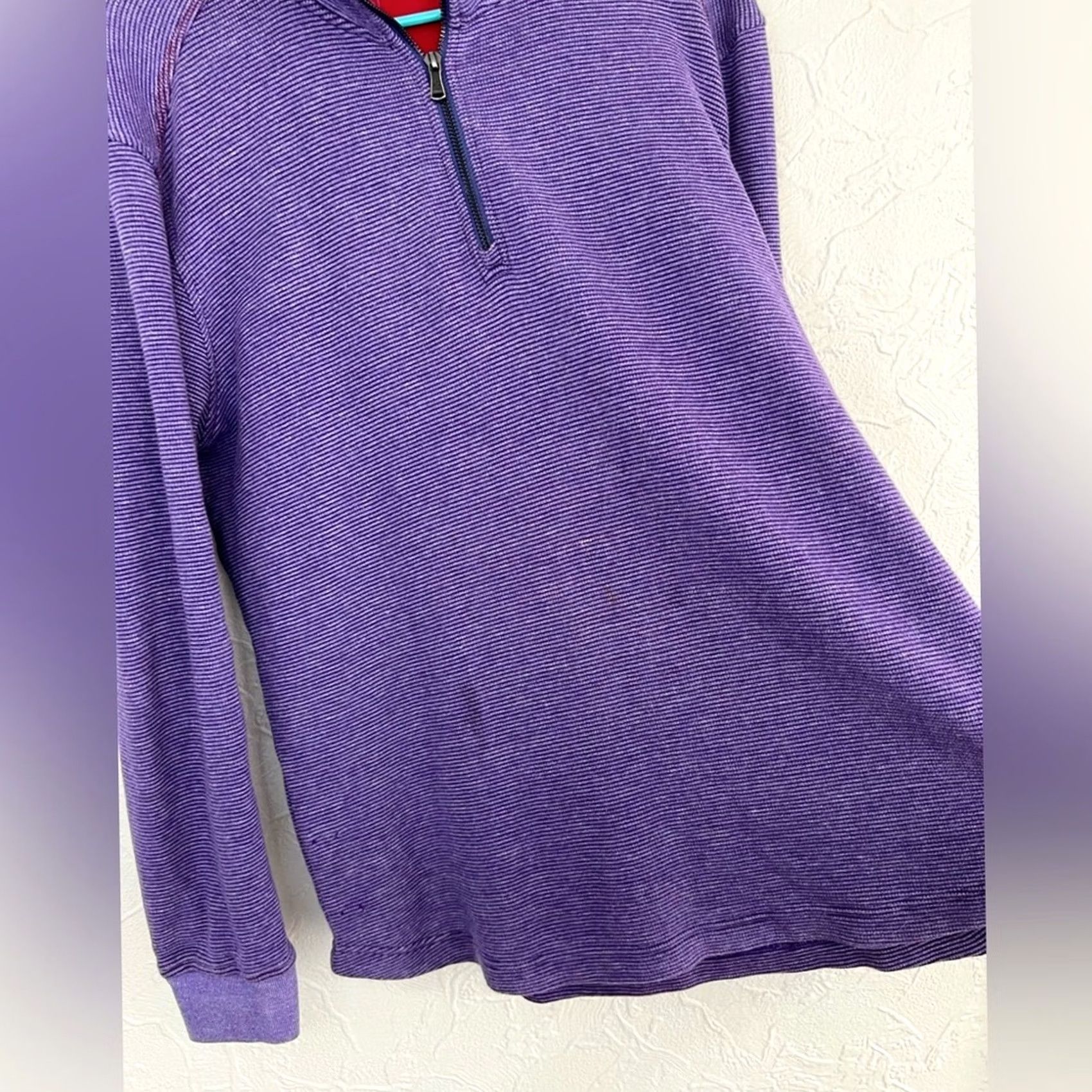 Robert Graham Robert Graham Classic Fit purple 1/4 zip mock cotton sweater pullover XL Mens Henley Shirt Size US XL / EU 56 / 4 - 6 Thumbnail