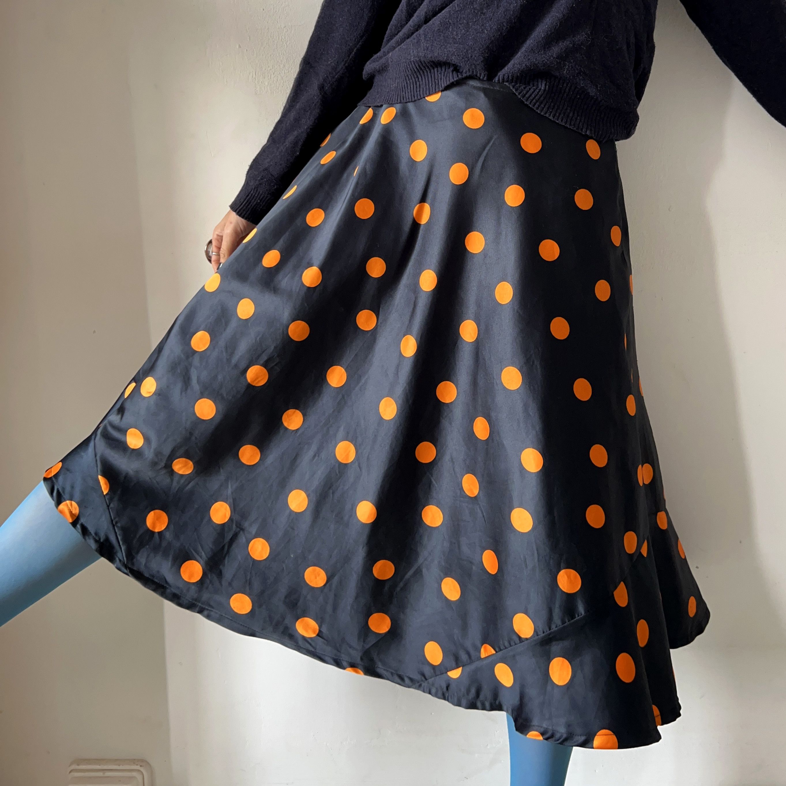 Handmade × Vintage Y2k polka dots low waist skater skirt Size 30" / US 8 / IT 44 - 2 Thumbnail