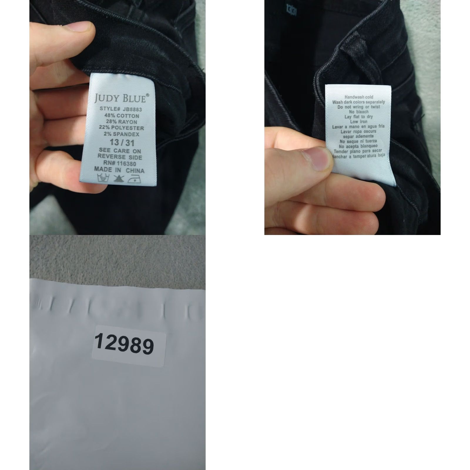 Vintage Judy Blue Jeans Womens 13/31 Black Denim Skinny High Rise Dark Wash Stretch Size 24" / US 00 / IT 34 - 8 Thumbnail