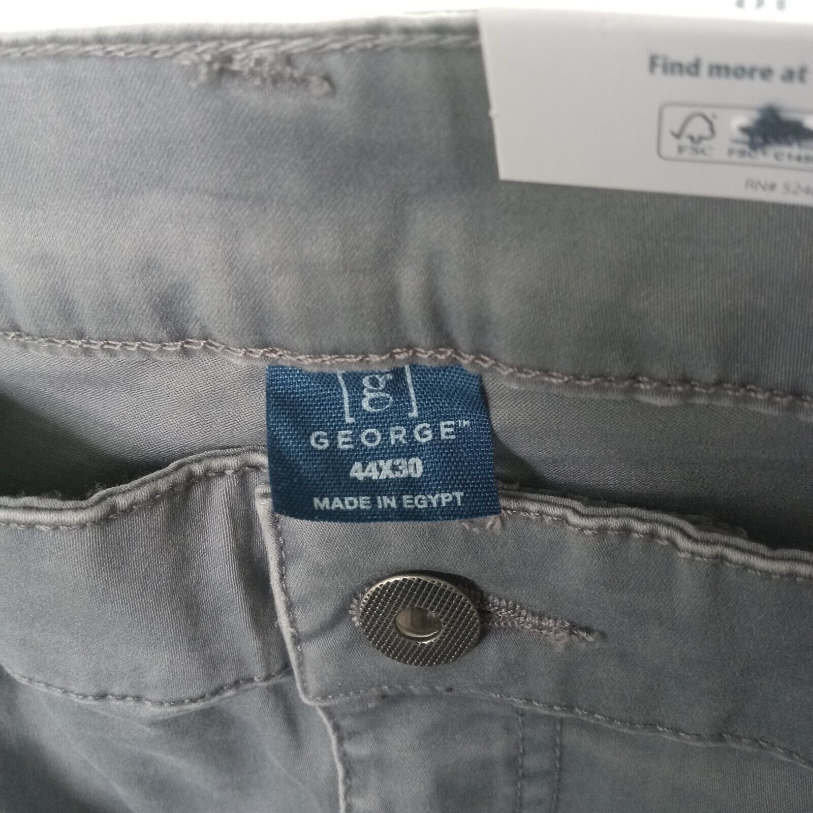 George George Chino Pants Mens Size 44x30 Gray Straight Leg Stretch Size US 44 / EU 60 - 4 Thumbnail