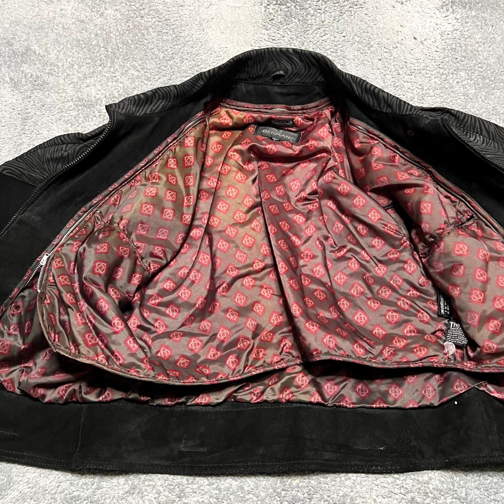 Ben Sherman VINTAGE Bermans Leather Coat Womens Large Thinsulate Lined Bomber Belted Size L / US 10 / IT 46 - 7 Thumbnail