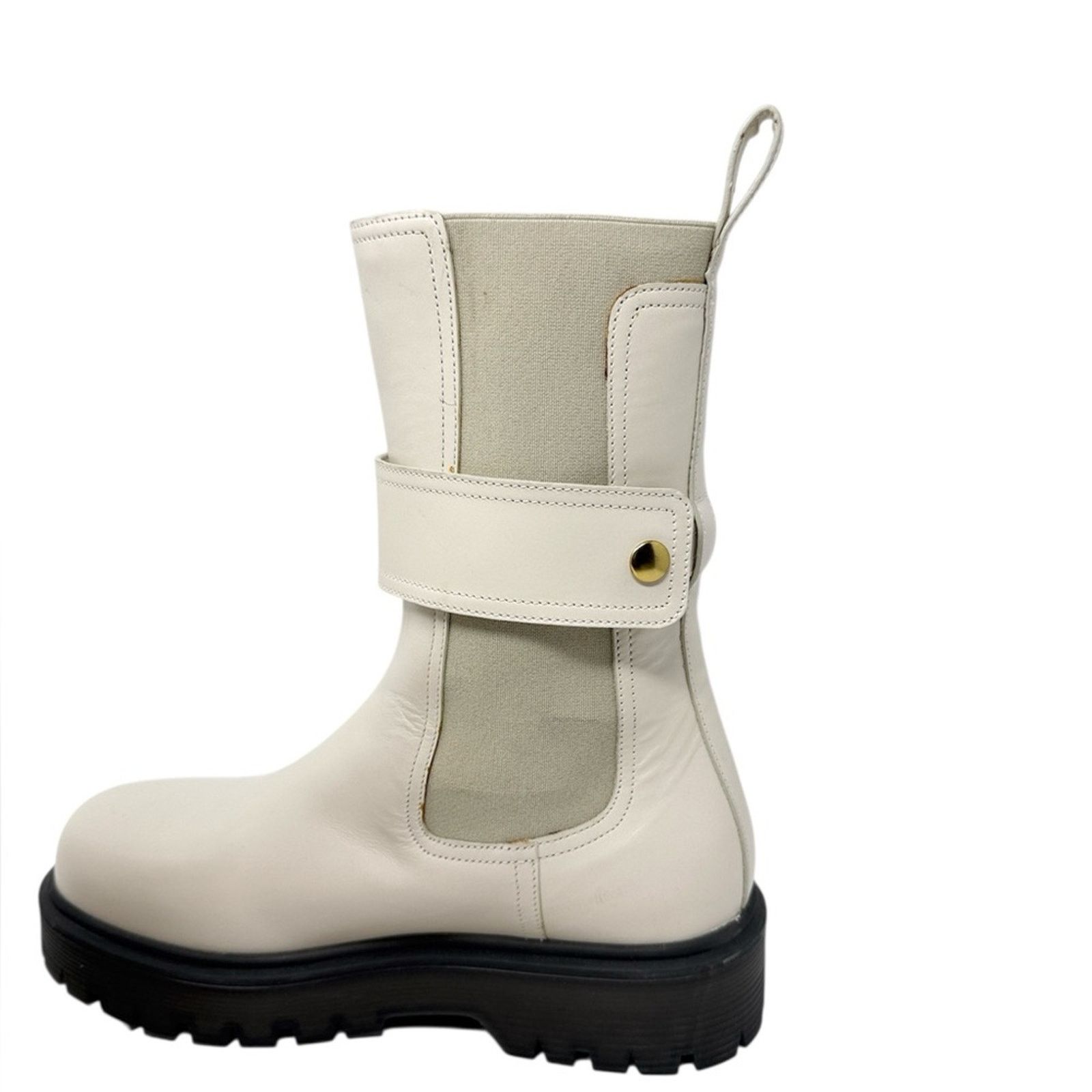 Valentino Valentino Garavani Beatle One Stud Cream Leather Boots 37.5 Size US 7.5 / IT 37.5 - 6 Thumbnail