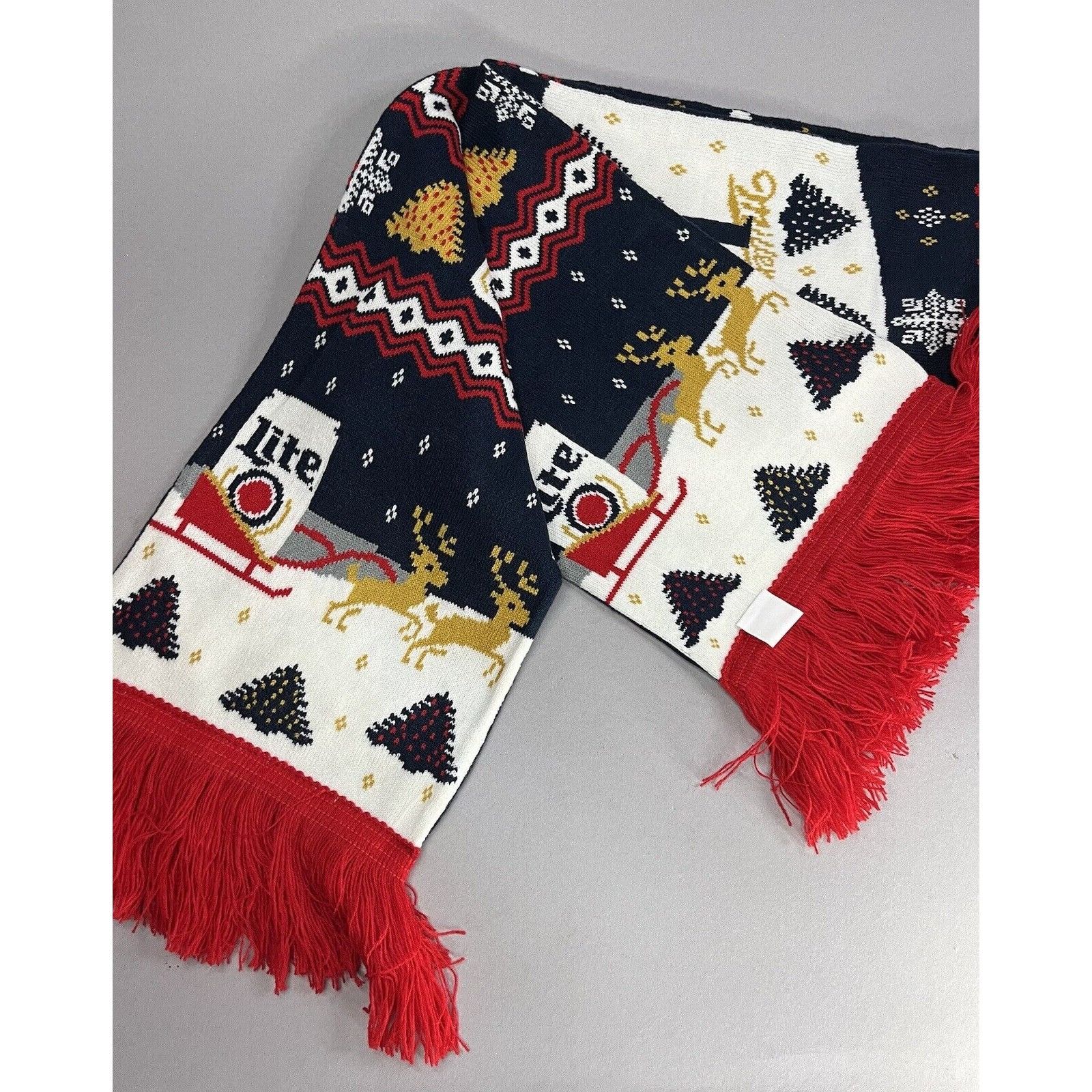 Other Miller Light Beer Knit Holiday Scarf Ugly Christmas Sweater Size ONE SIZE - 4 Thumbnail