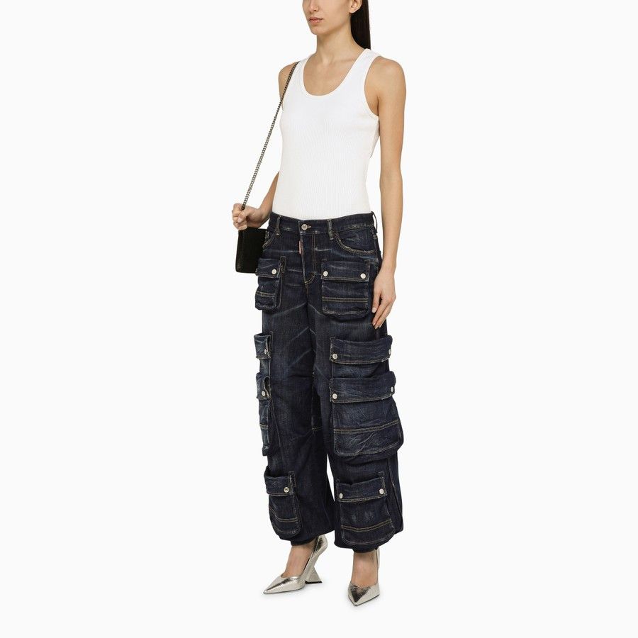 Dsquared2 o1d2blof0824 Denim Cargo Jeans in Blue Size 26" / US 2 / IT 38 - 2 Thumbnail