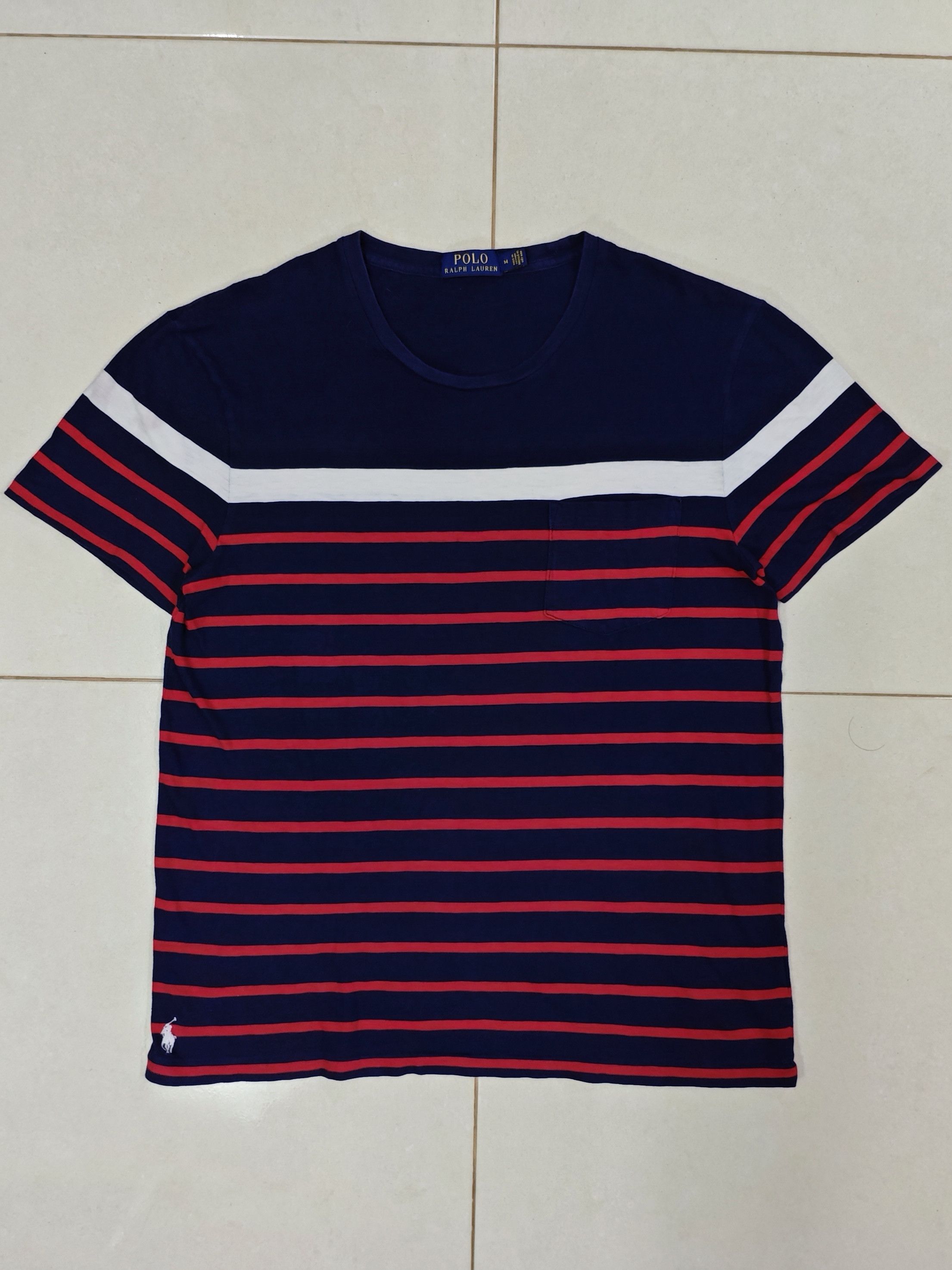 Polo Ralph Lauren POLO RALPH LAUREN Navy Red White Striped Slim Fit Tee Size US M / EU 48-50 / 2 - 2 Thumbnail
