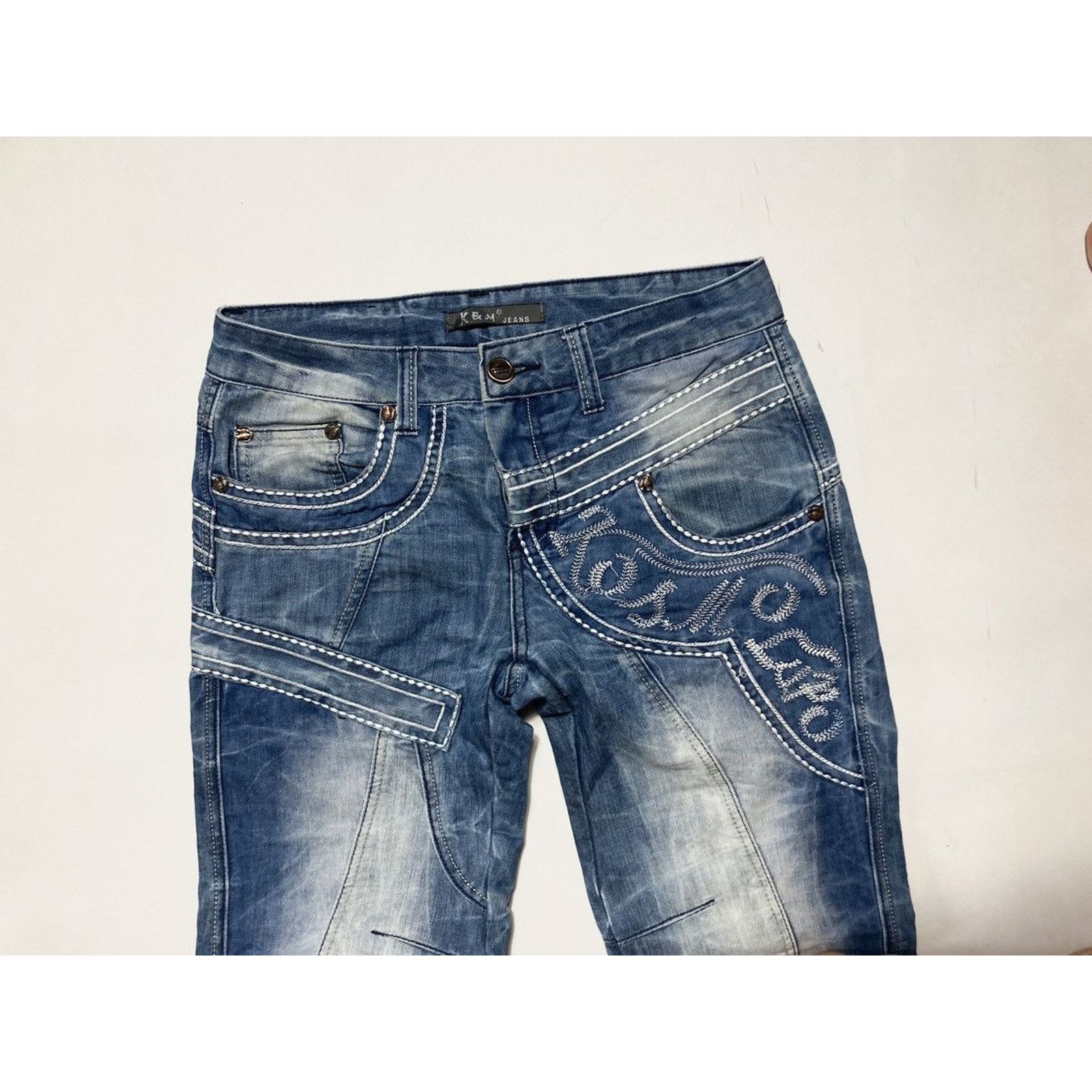Hysteric Glamour × Vintage Vintage Kosmo Lupo Embroidered Logo Jeans 90s Size US 31 - 4 Thumbnail