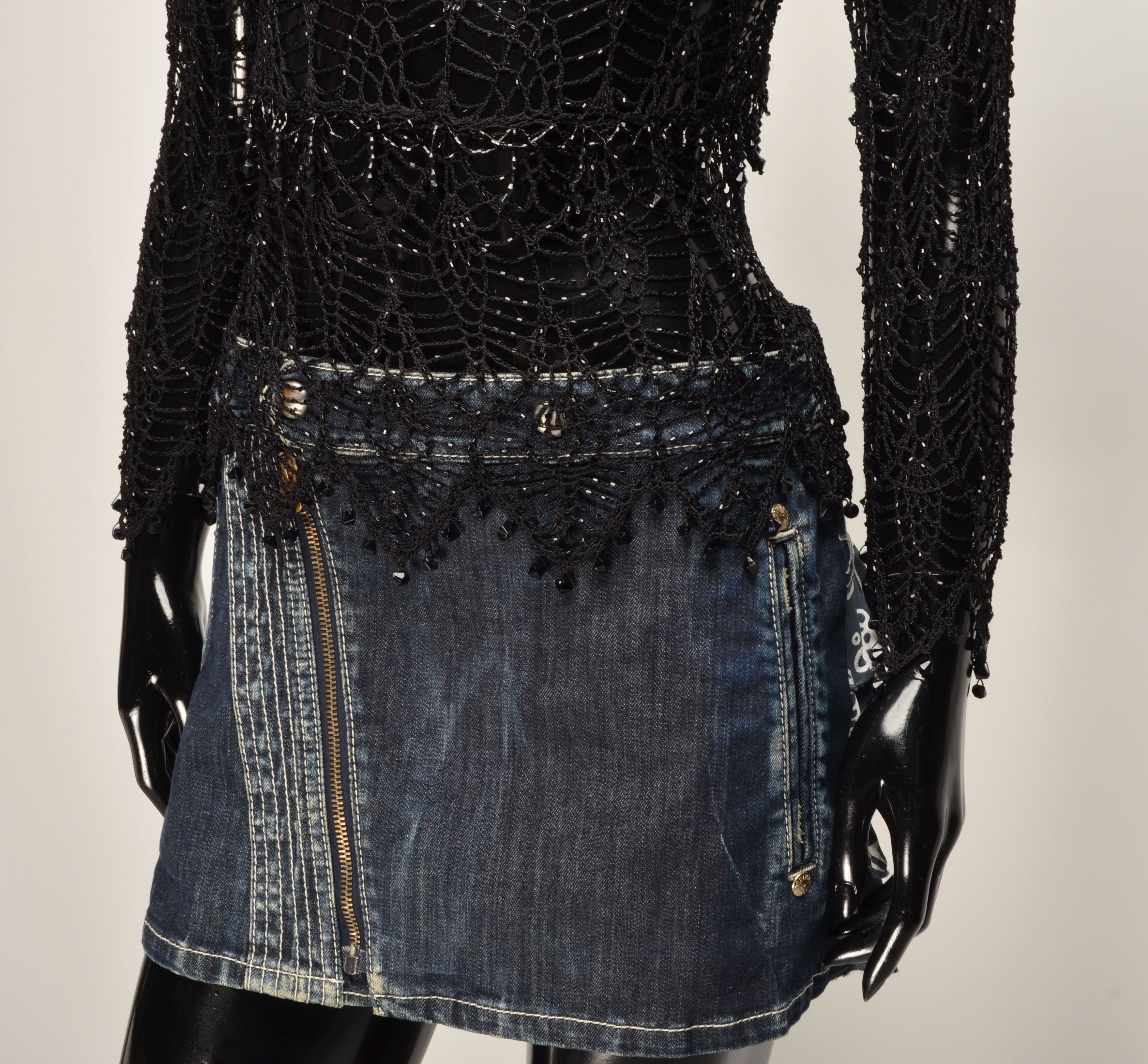 Designer Vintage Y2K Crochet Knit Sparkle Whimsigoth Blouse Size ONE SIZE - 3 Thumbnail