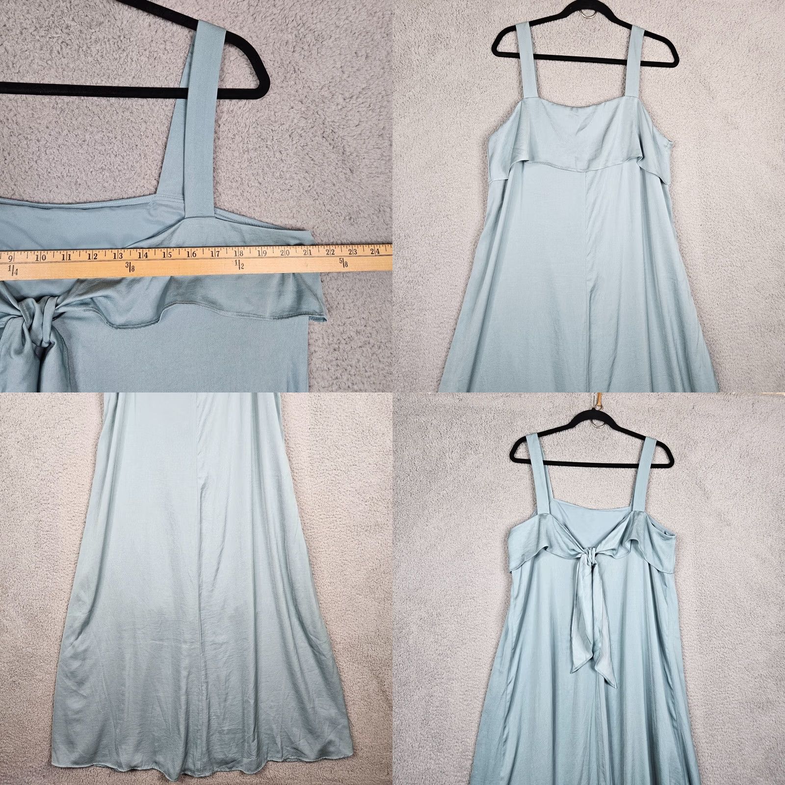 Banana Republic Banana Republic Women's Bias Cut Midi Dress L NEW Blue Solid V-Neck Sleeveless Casual Regular Dress Length: Short Size L / US 10 / IT 46 - 8 Thumbnail