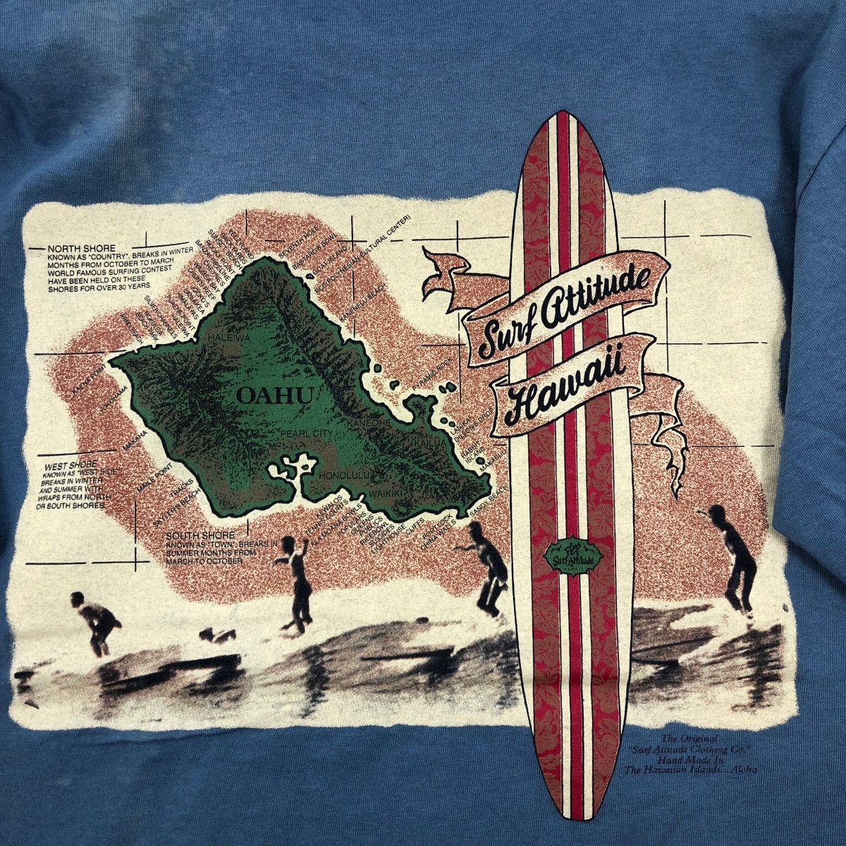 Vintage Vintage 90s Surf Attitude Hawaii Aloha Tee Shirt Surfing Size US M / EU 48-50 / 2 - 2 Thumbnail