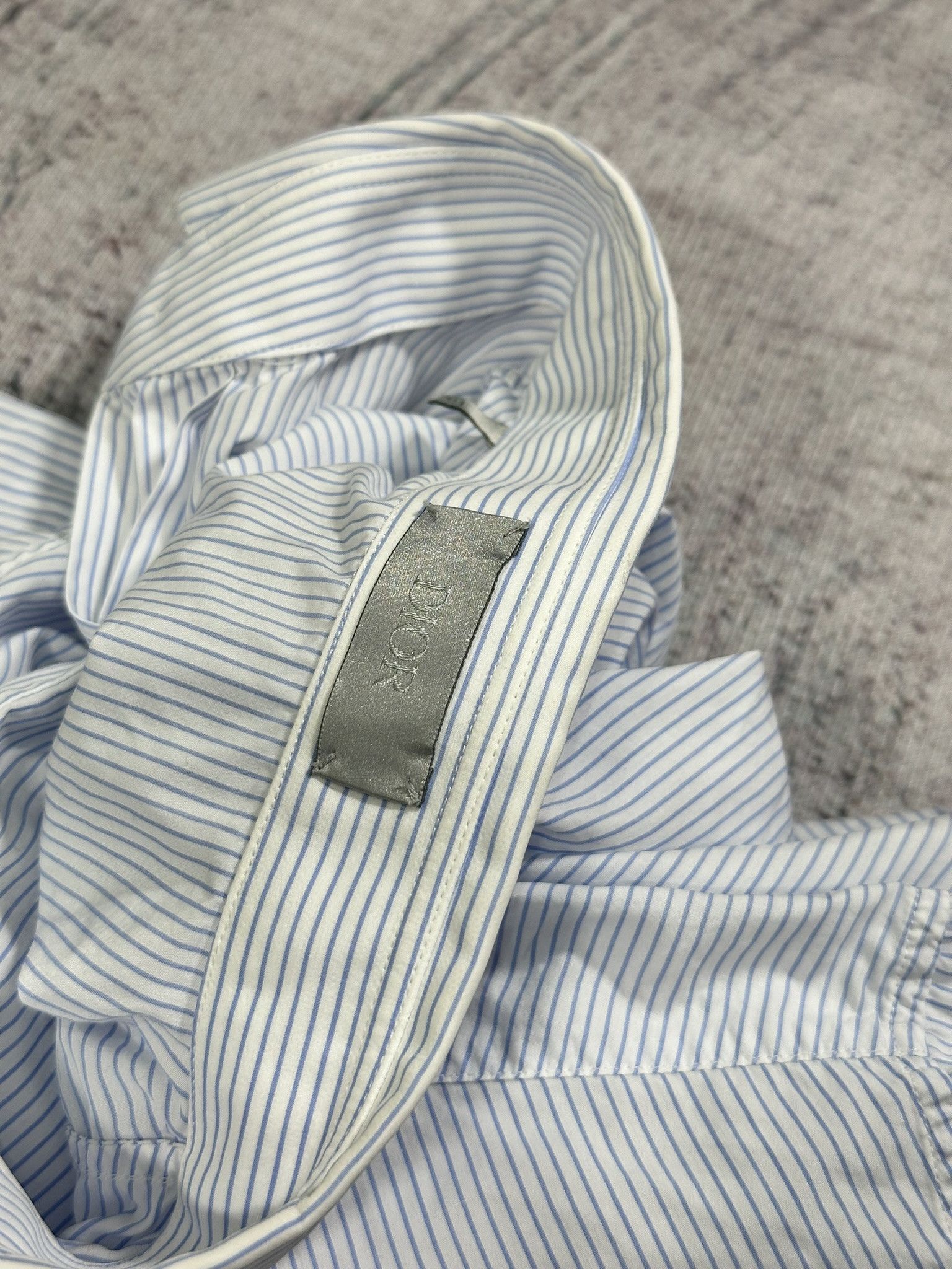 Dior Dior Shirt Striped Small Logo Paris Classic Light Blue Size US S / EU 44-46 / 1 - 10 Thumbnail
