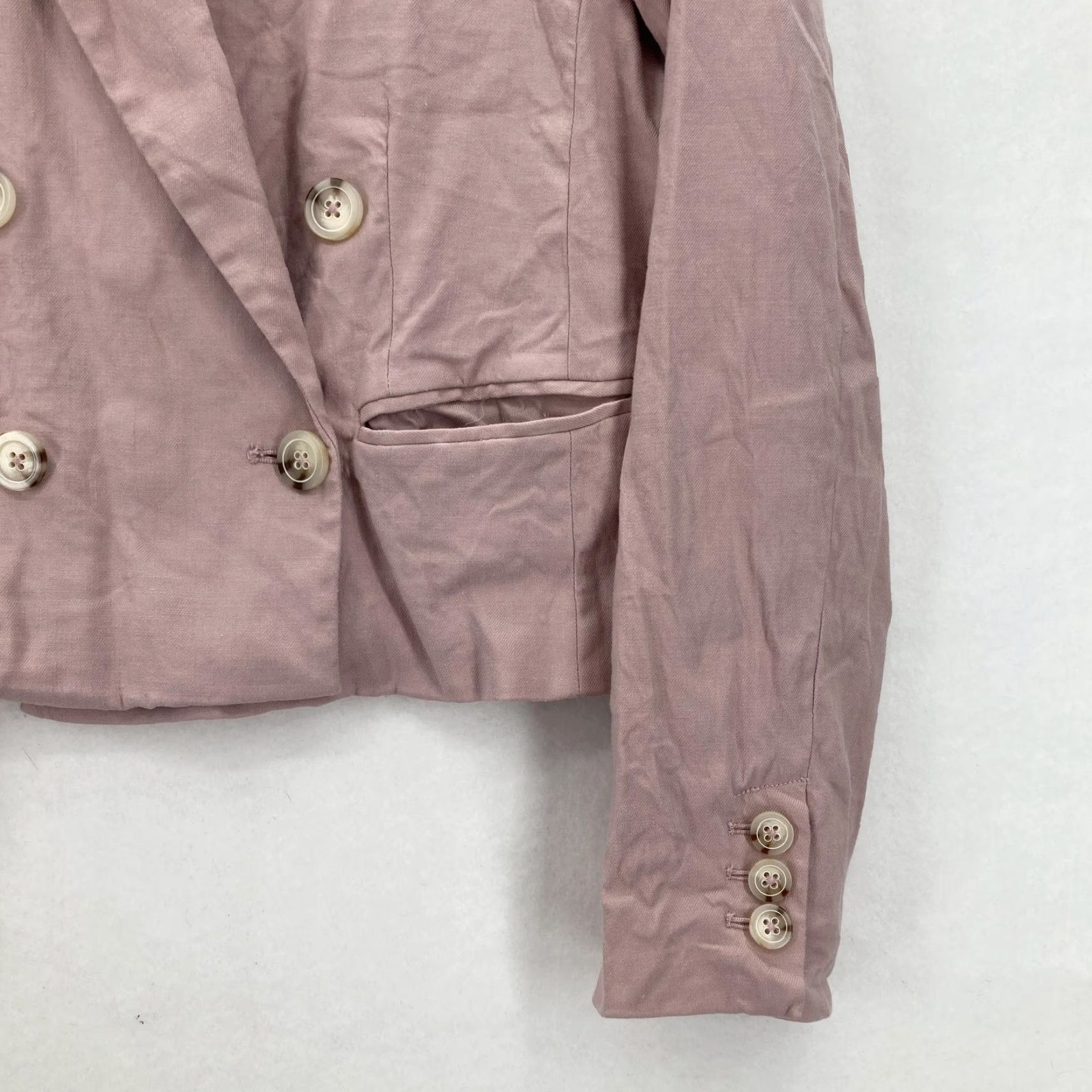 Anthropologie Maeve Blazer Womens Medium Pink Linen Blend Double Breasted Office Shirt Size M / US 6-8 / IT 42-44 - 3 Thumbnail