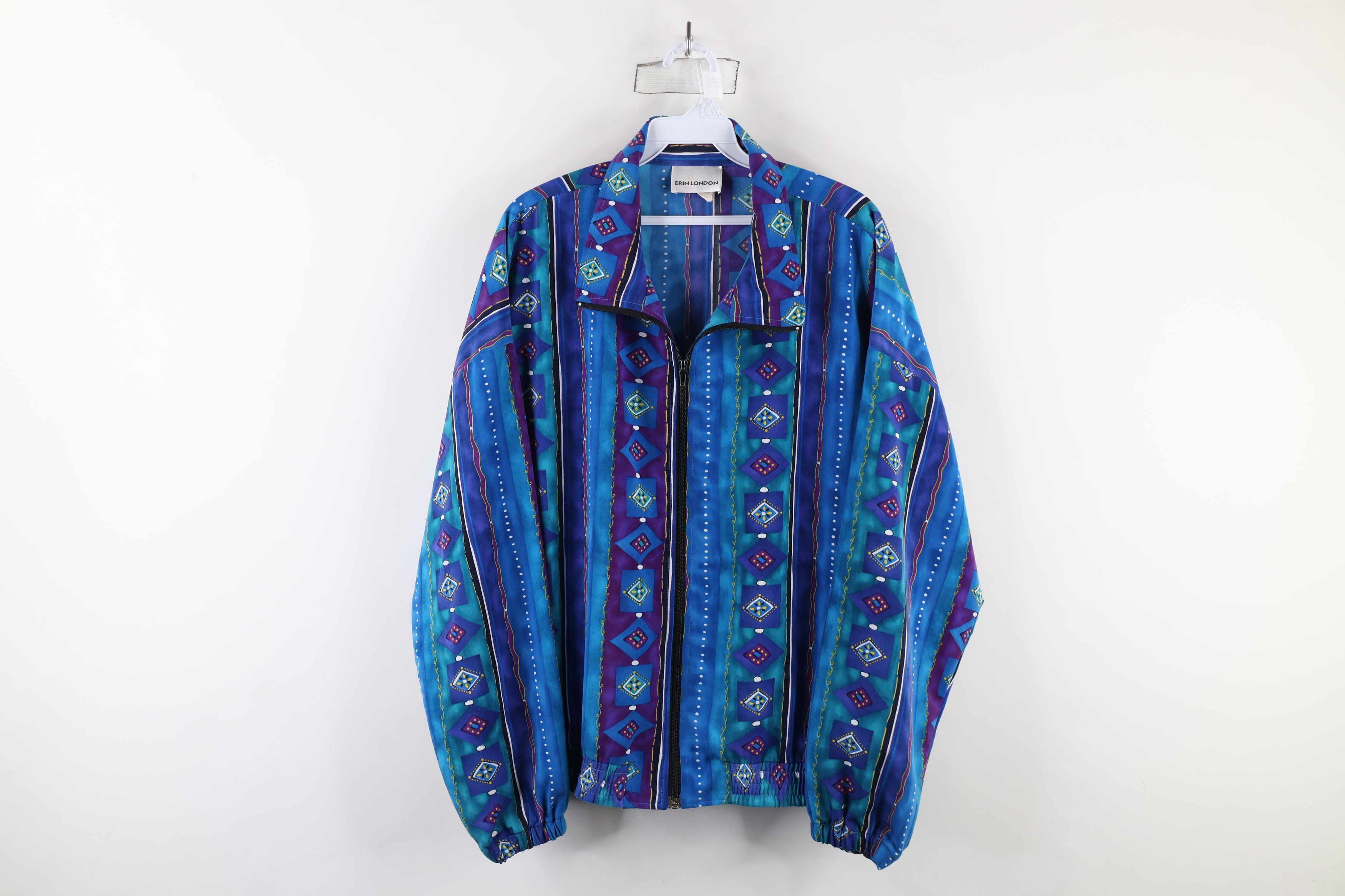 Vintage Vintage 90s Streetwear Rainbow Geometric Windbreaker Jacket Size XL / US 12-14 / IT 48-50 - 1 Thumbnail