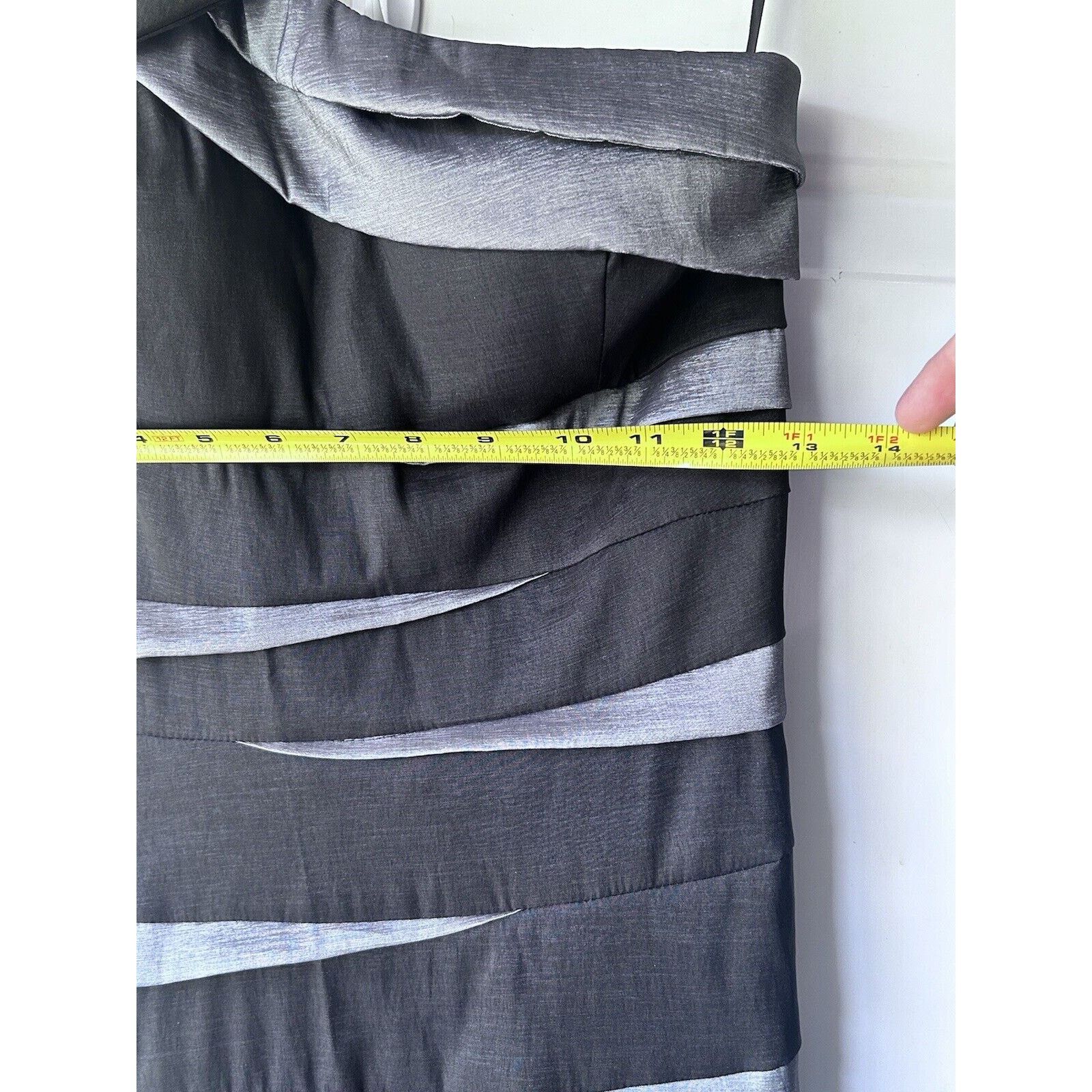 Other Betsy & Adam Black Gray Stretch One Shoulder Mermaid Gown 8 Size M / US 6-8 / IT 42-44 - 14 Thumbnail