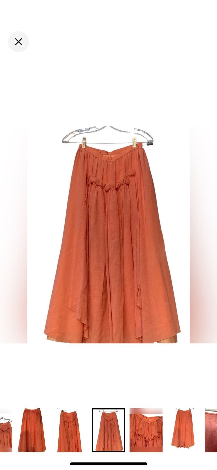 Chloe RARE 70’s VTG CHLOE LINEN CORAL SMOCKED RUFFLE SKIRT & TOP Size XS / US 0-2 / IT 36-38 - 7 Thumbnail